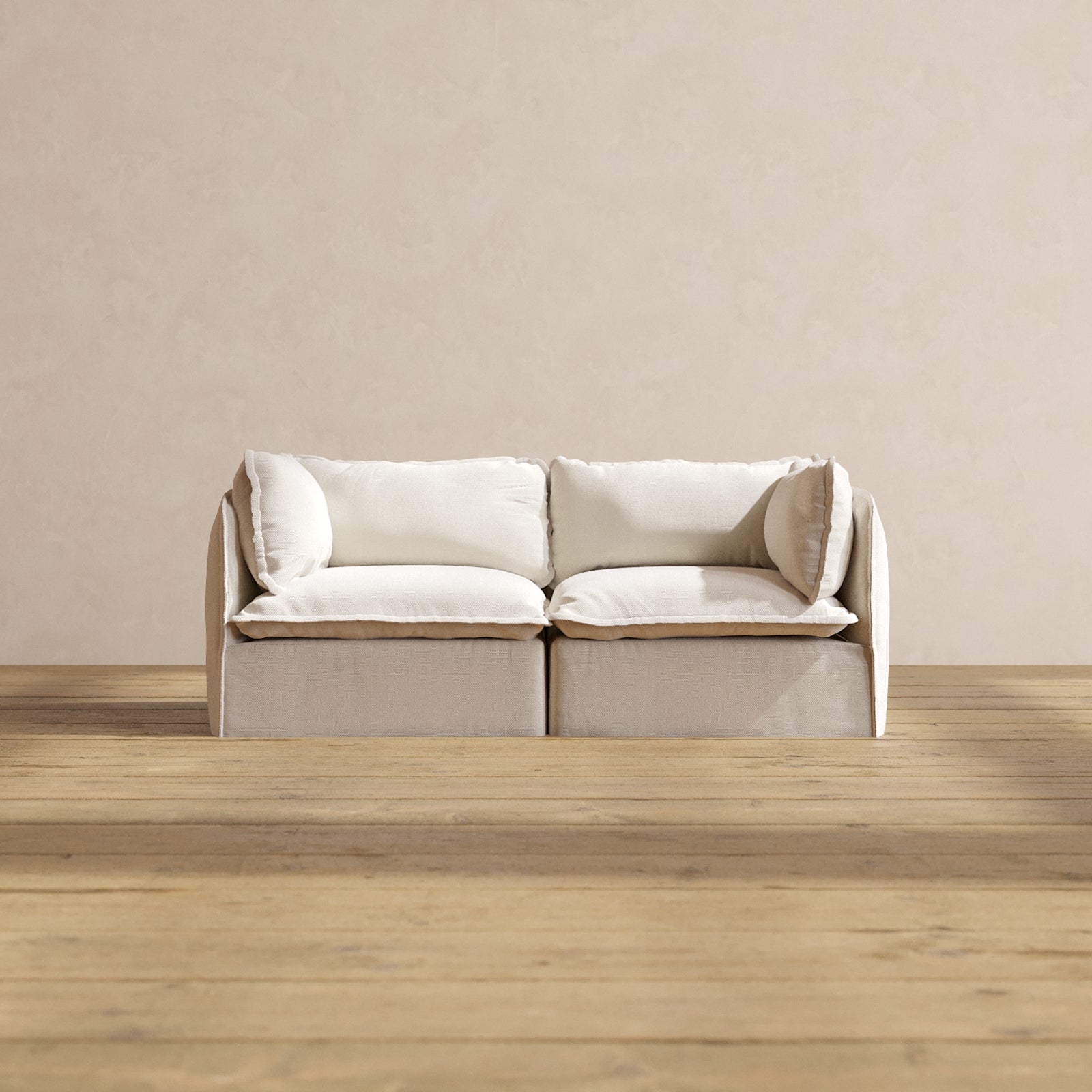 Modular Performance 2-Seater Sofa in Flour Color | Relaxed Blend Fabric | Perfect for Living Room, Lounge & Small Spaces