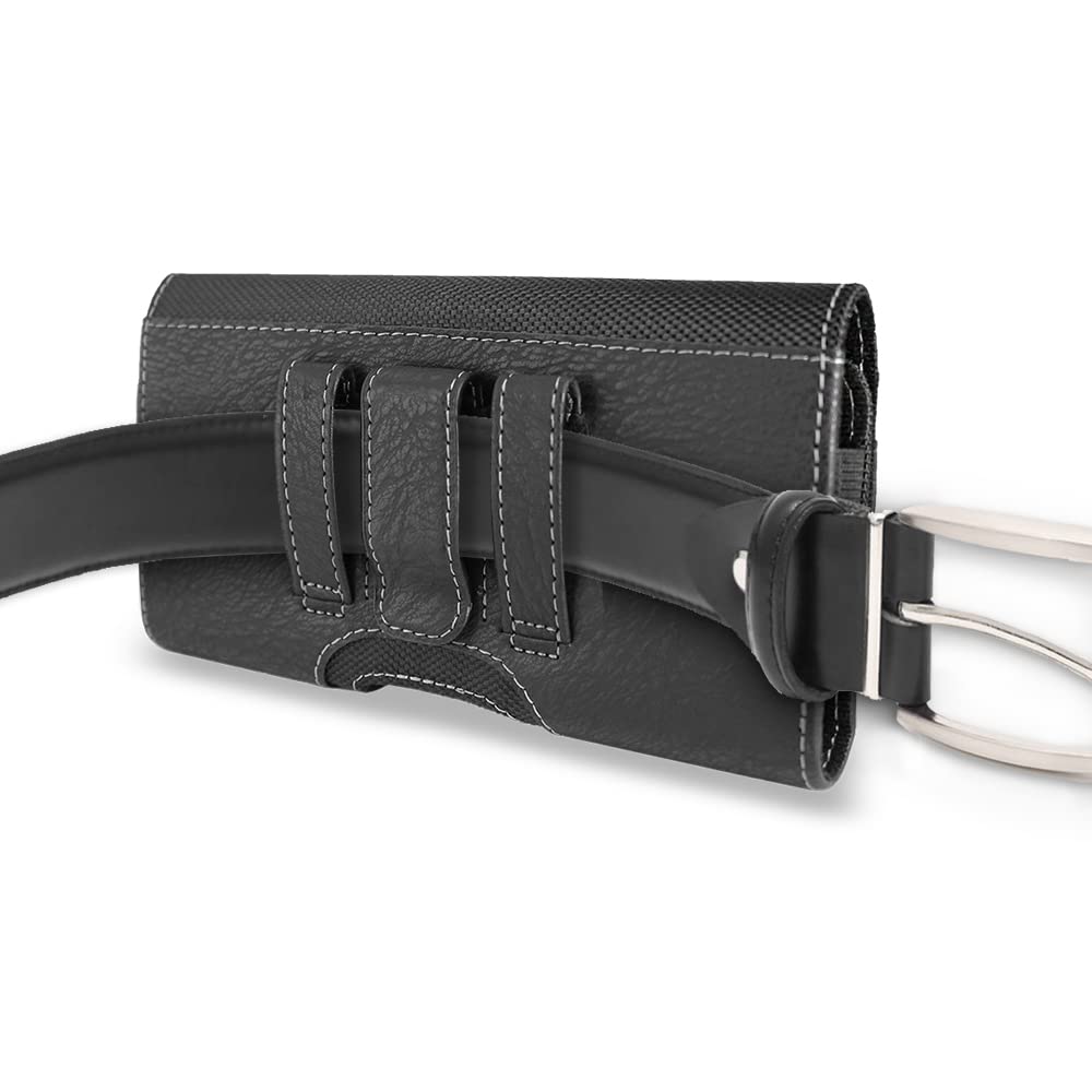 Premium PU Leather Case for Samsung Galaxy Z Fold 3 & Z Fold 2 5G - Belt Loop & Clip Holster Protective Pouch Cover - Durable XL Size Phone Case for Business & Outdoor Use