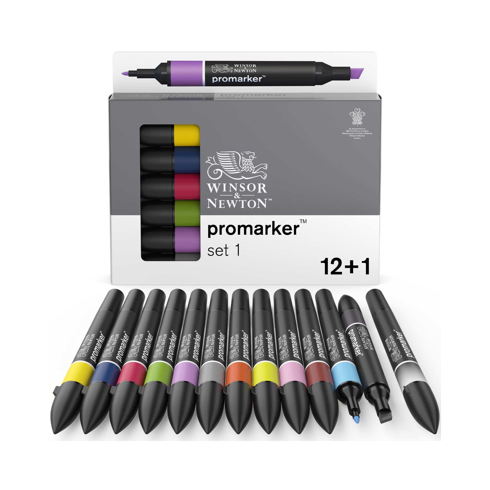 13-Piece Double Tip ProMarker Set - Assorted Colors with Bullet & Chisel Tips - Ideal for Artists, Illustrators & Calligraphy Enthusiasts