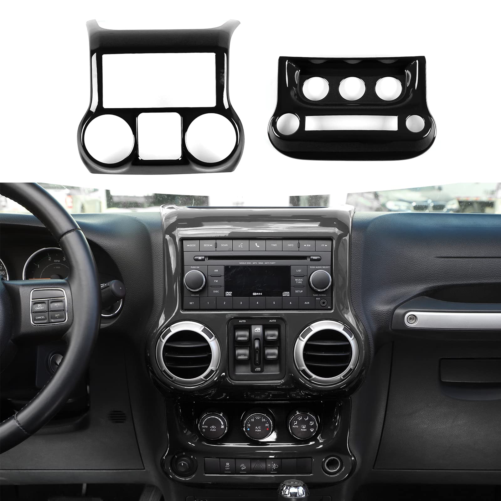 Jeep Wrangler JK & Unlimited 2011-2017 Dashboard Control Panel Cover & AC Switch Trim Kit - Black Interior Accessories for Off-Roading & Daily Driving