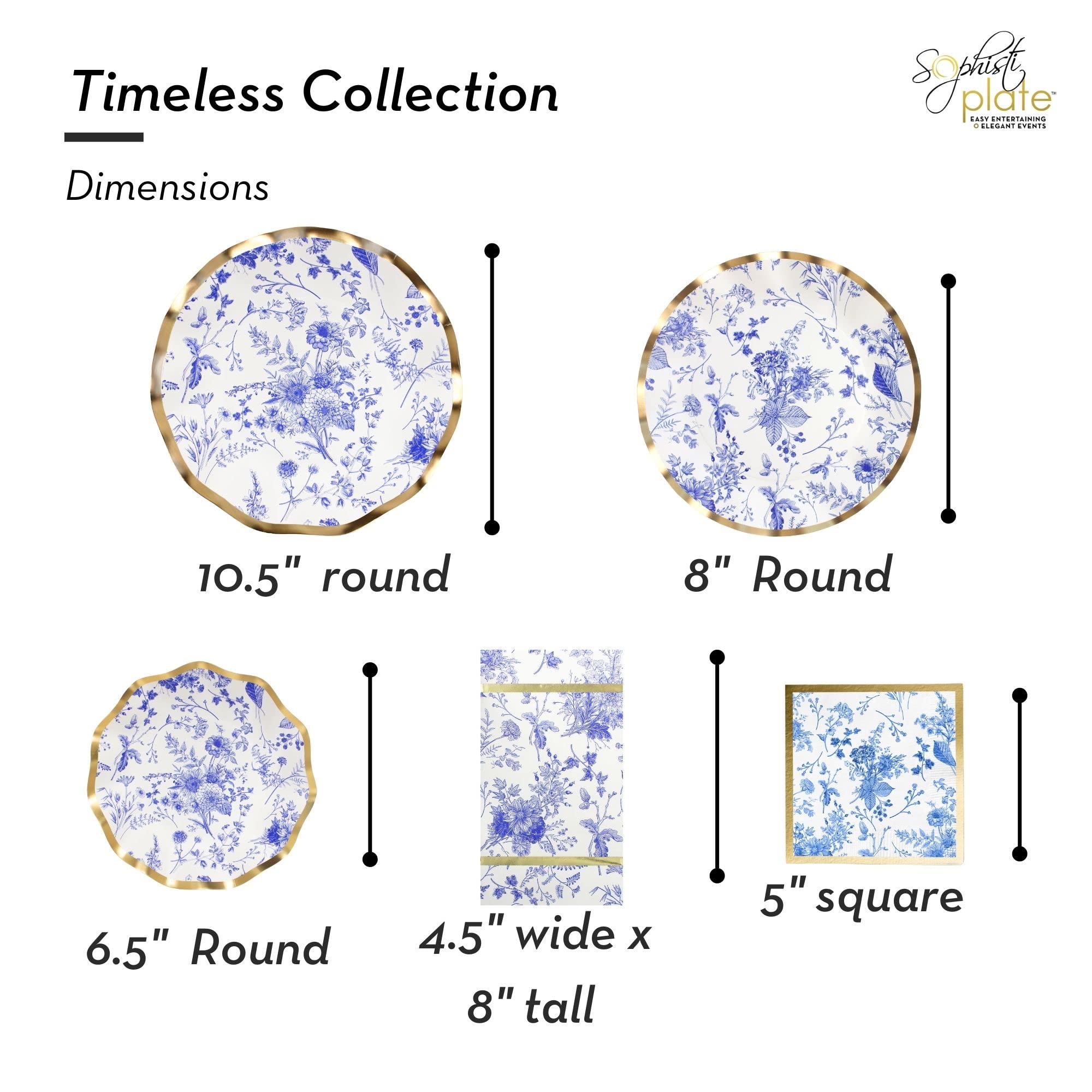 Sophistiplate 64-Piece Elegant Tableware Set - Premium Heavyweight Decorative Paper Plates for Party Decorations - Includes Dinner Plates, Salad Plates & Napkins - Perfect for Weddings, Birthdays, Baby Showers & Holiday Celebrations