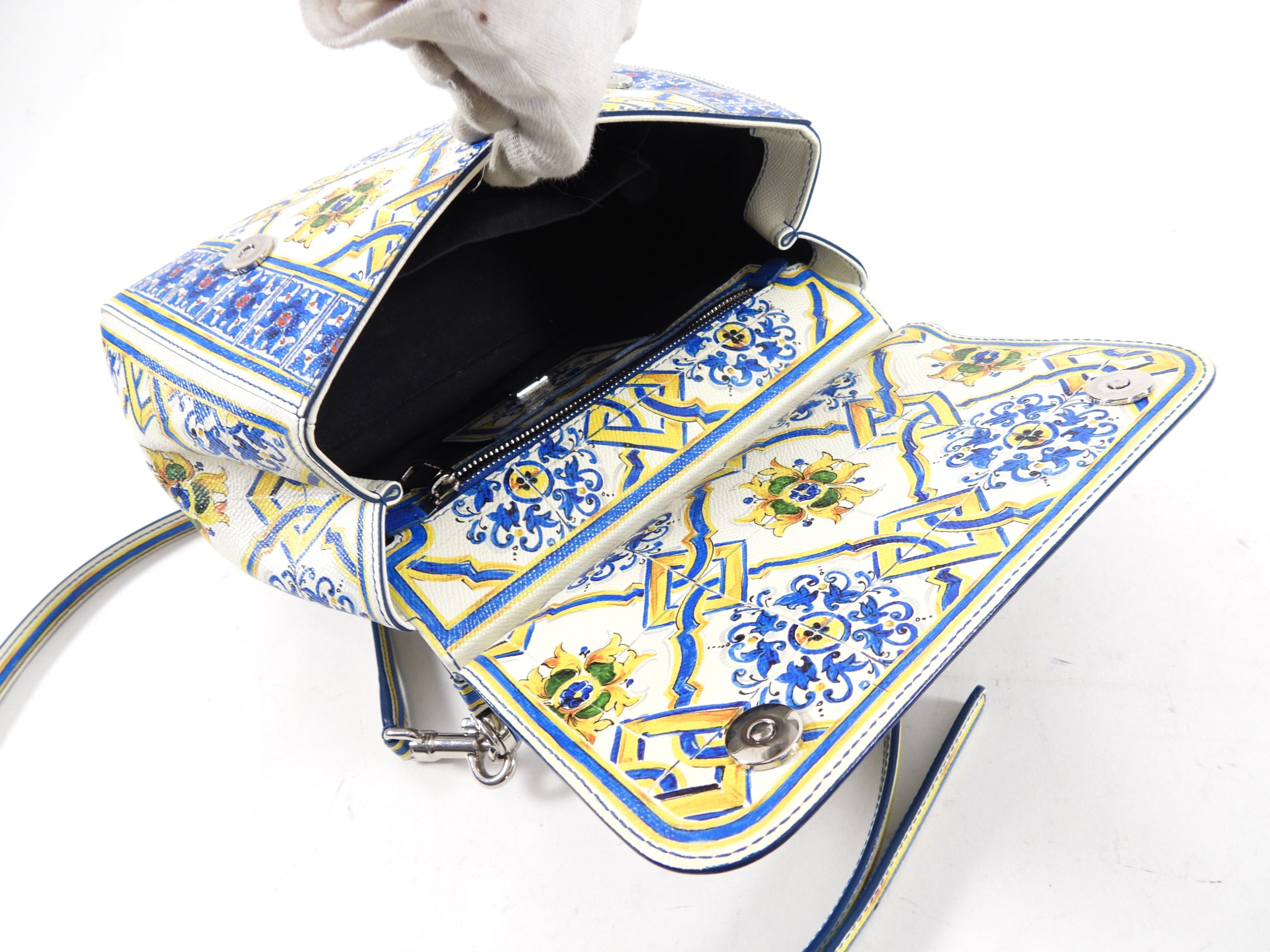 Dolce & Gabbana Medium Miss Sicily Majolica Tile Shoulder Bag - Elegant Italian Designer Handbag for Women, Perfect for Parties, Weddings & Special Occasions