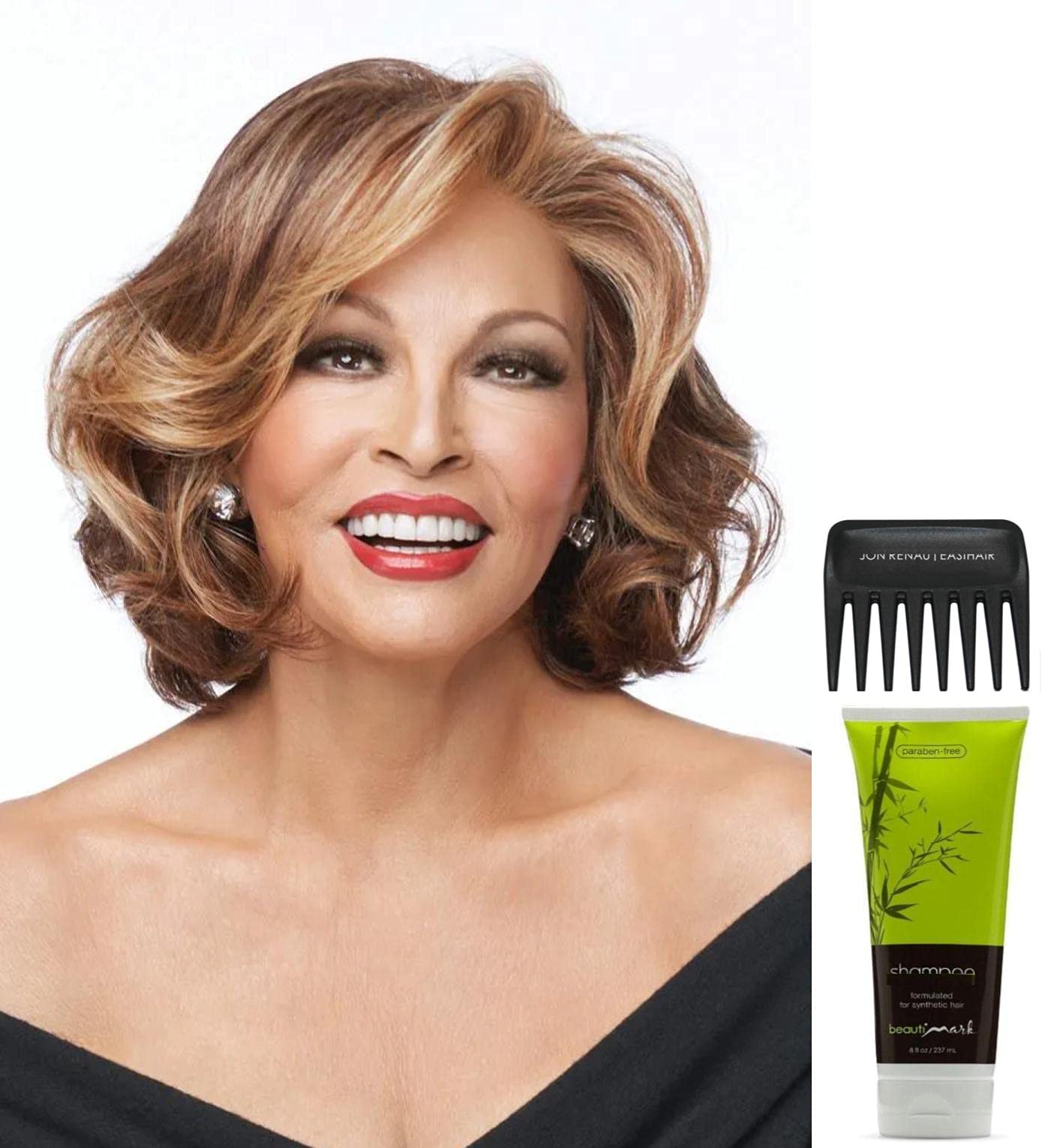 Raquel Welch Crowd Pleaser Wig Bundle - RL30/27 Color with Christy's Wigs Q&A Booklet, BeautiMark Synthetic Shampoo & Wide Tooth Comb | Perfect for Cosplay, Costume Parties & Everyday Styling