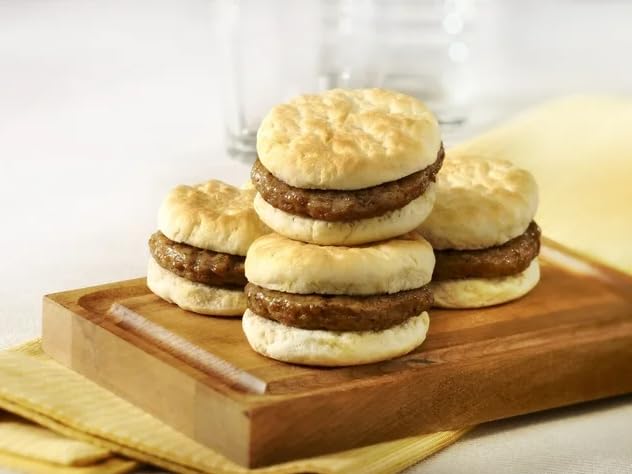 Jimmy Dean Sausage Biscuit Sandwich Snack Size - 34 oz (20 Count, Frozen) - Pack of 2 | Breakfast, Quick Meal, On-the-Go Snack for Home, Office or Travel