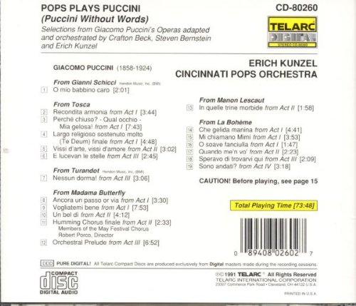 Pops Play Puccini - Classical Music CD for Relaxation & Dinner Ambience | Perfect for Home, Office & Romantic Evenings