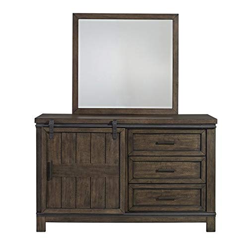 Liberty Furniture Thornwood Hills Dark Gray Dresser & Mirror Set - Modern Bedroom Dresser with Mirror for Home Decor & Storage