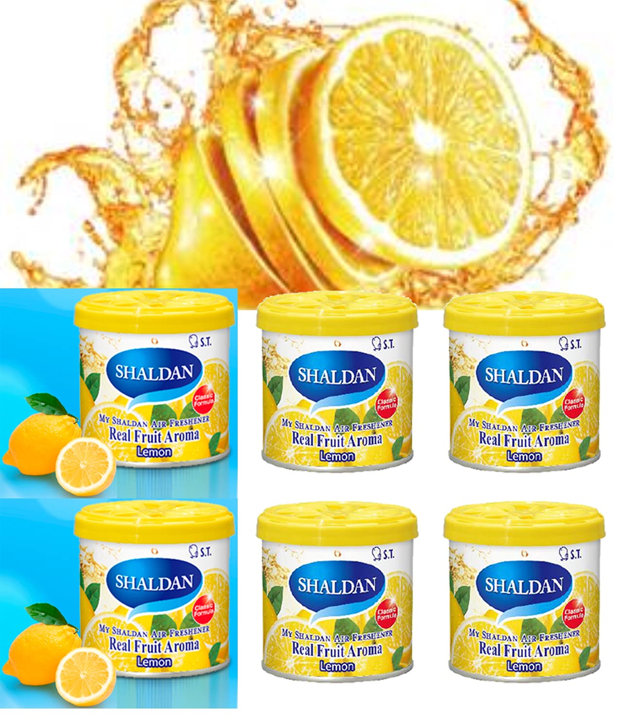 Lemon Scent Air Freshener 6-Pack - Long-Lasting Car & Home Odor Eliminator for Fresh Citrus Fragrance