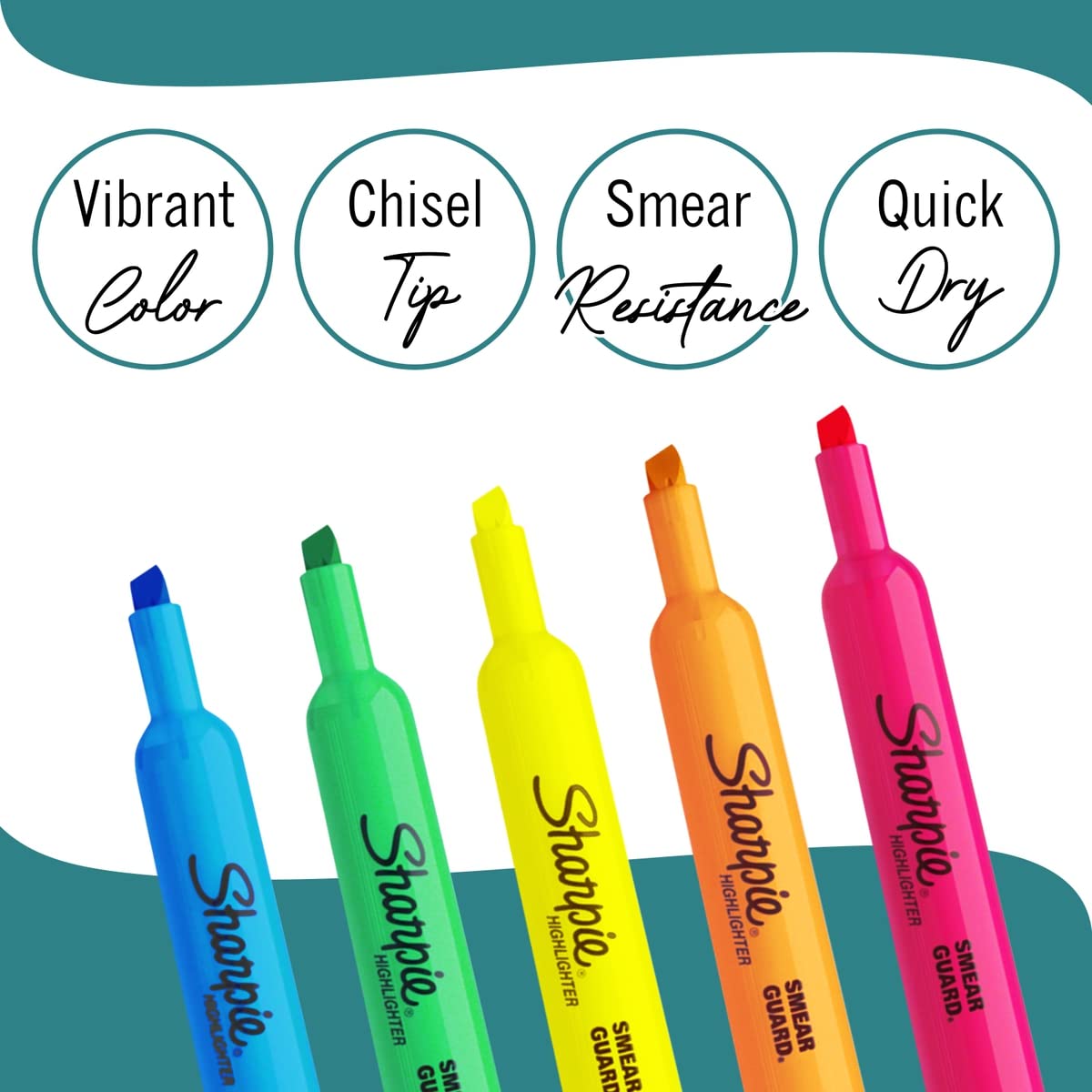 Pink Highlighters 6-Pack, Wide Chisel Tip Markers for School & Office
