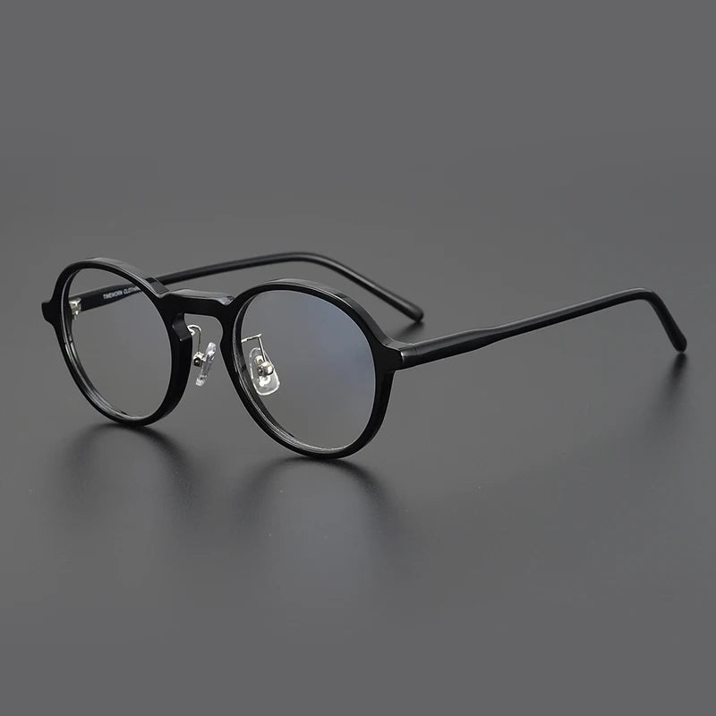 Stylish Black Acetate Full Rim Round Eyeglasses for Women - Trendy & Comfortable Frames for Work, Reading & Everyday Use