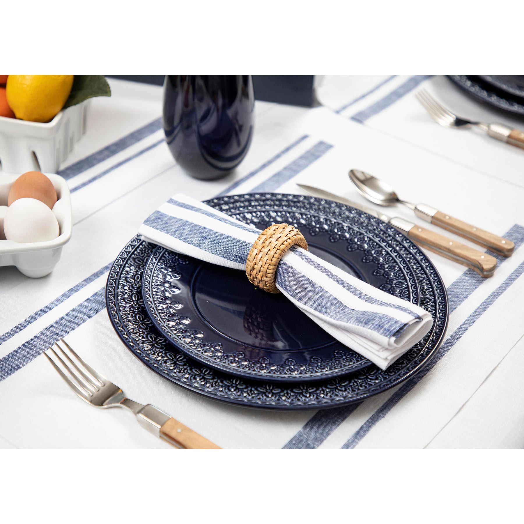 French Striped Cotton Napkins - Premium 12-Pack for Dining, Parties & Home Decor - Elegant Table Setting Accessories
