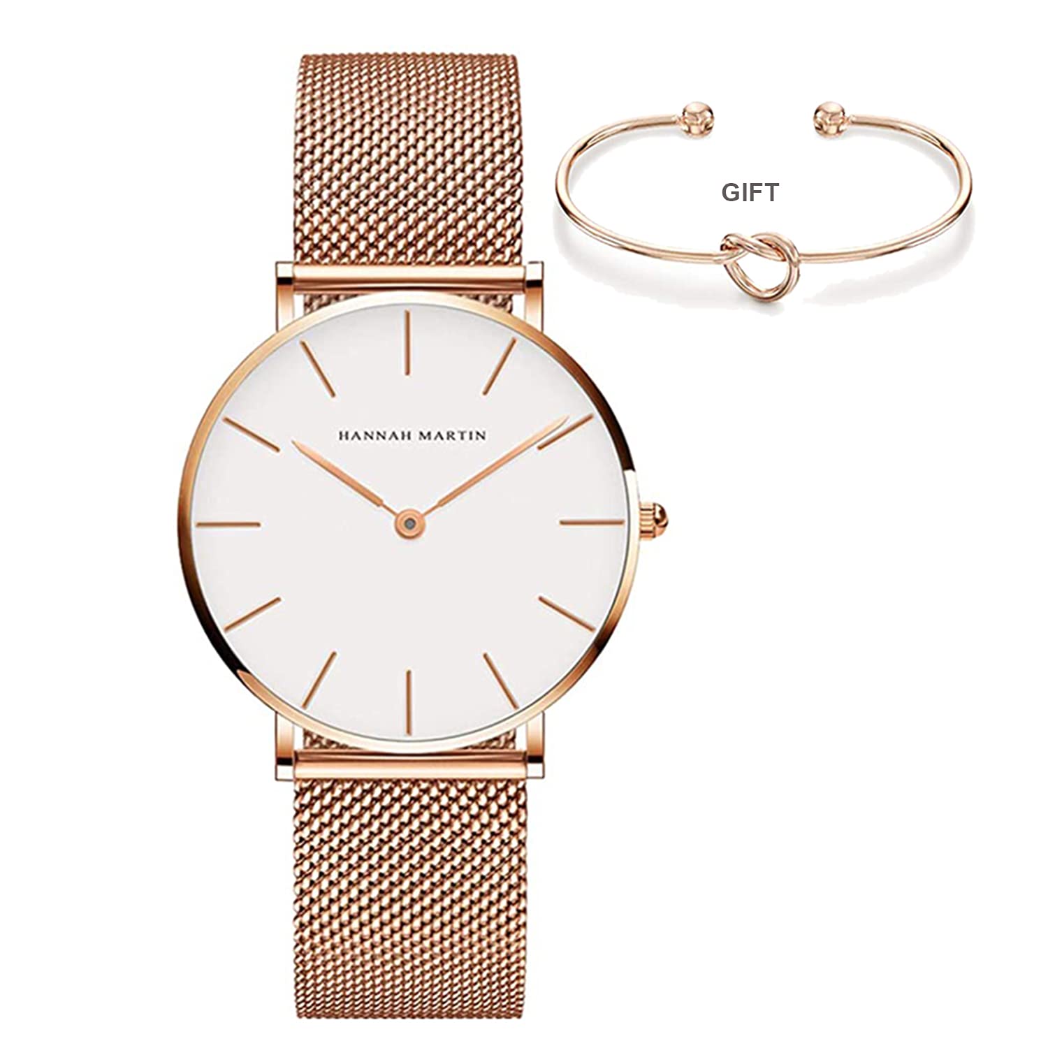 Hannah Martin Women's Watches - Elegant Quartz Analog Waterproof Ladies Watch with Stainless Steel Band, Fashion Casual Wristwatch Set for Work, Party & Everyday Wear