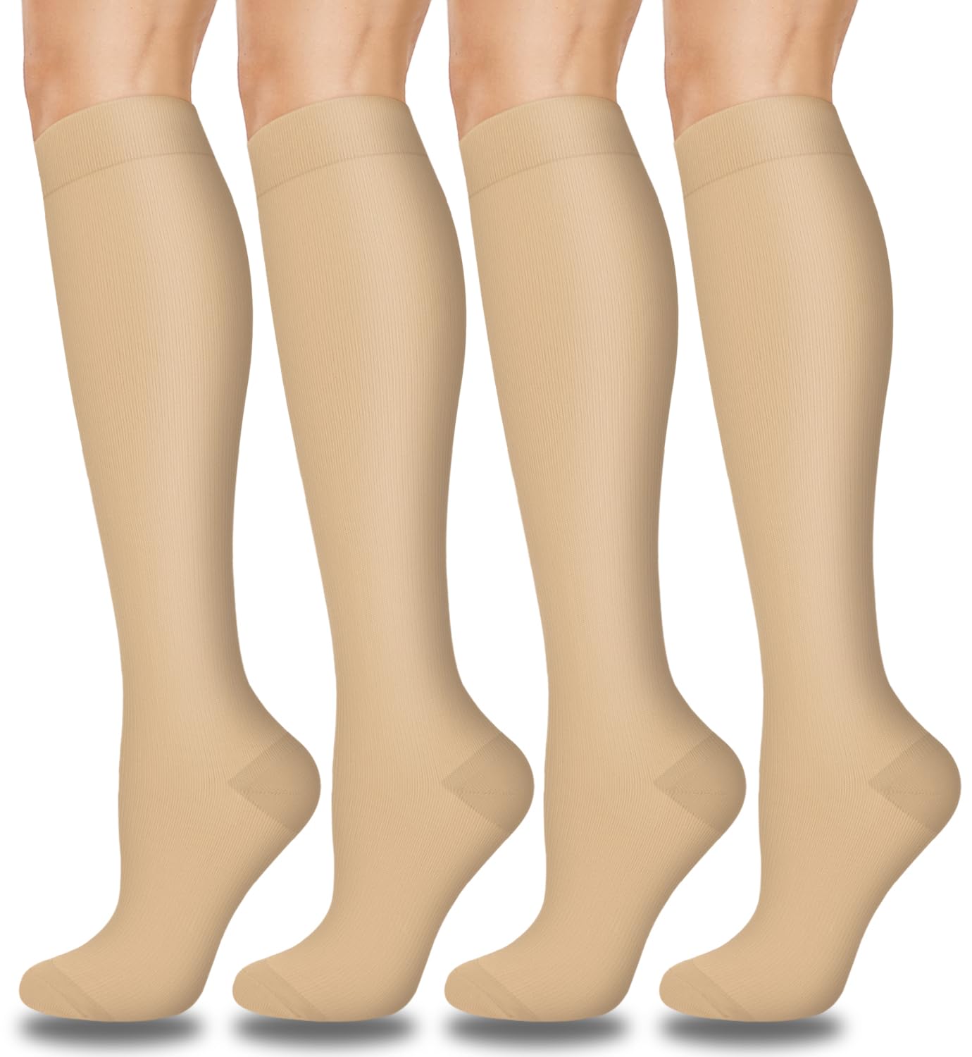 Aoliks Compression Socks for Women & Men - 4 Pairs Medical Grade Support Socks for Nurses, Running, Travel & Varicose Vein Relief - Perfect for Workouts, Long Flights & All-Day Wear