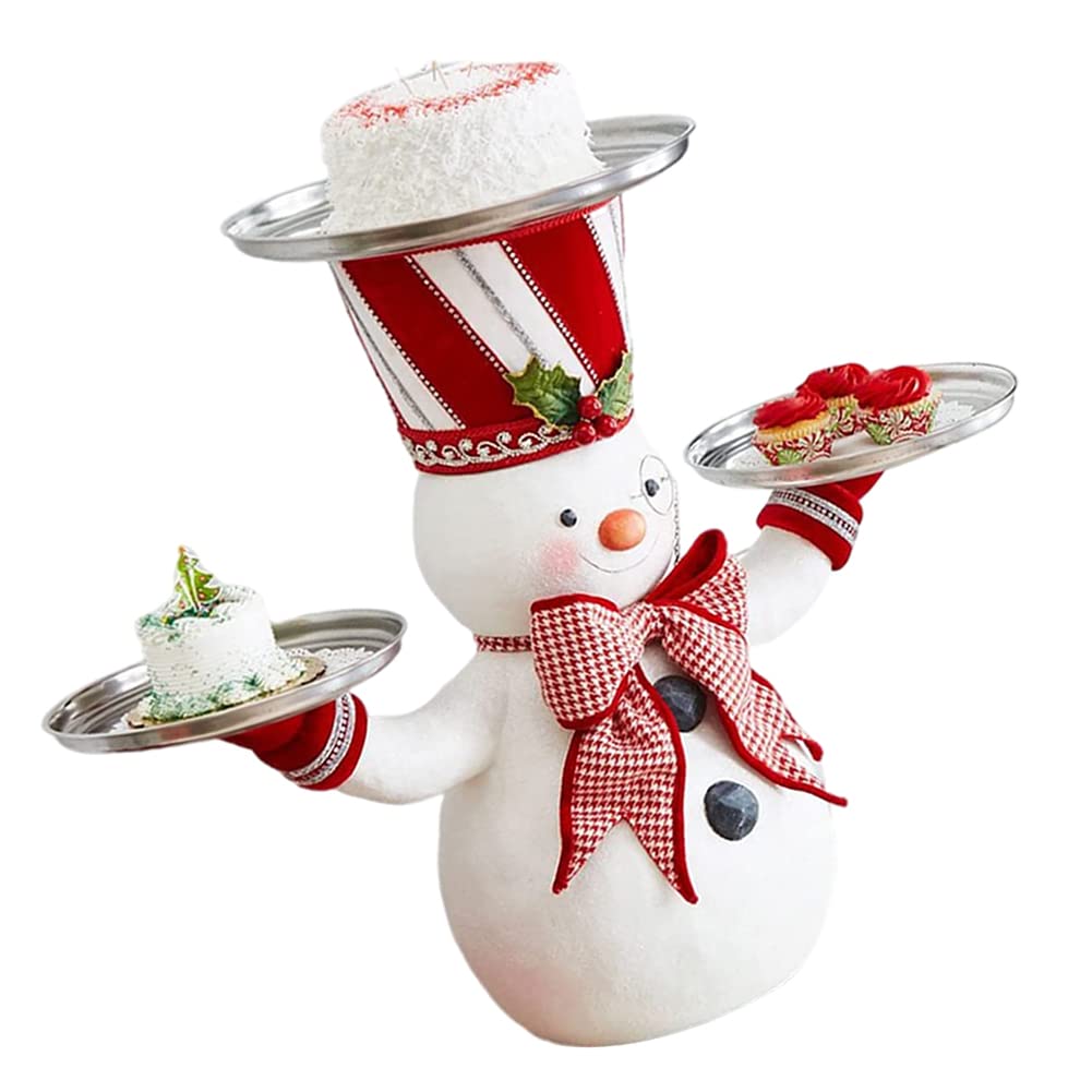 Christmas Snowman Treats Holder - Santa Butler with Tray, Resin Snowman Figure Snack Plate for Holiday Parties, Xmas Decorations (Size) - Perfect for Christmas Table Centerpiece, Gift Exchange & Festive Home Decor