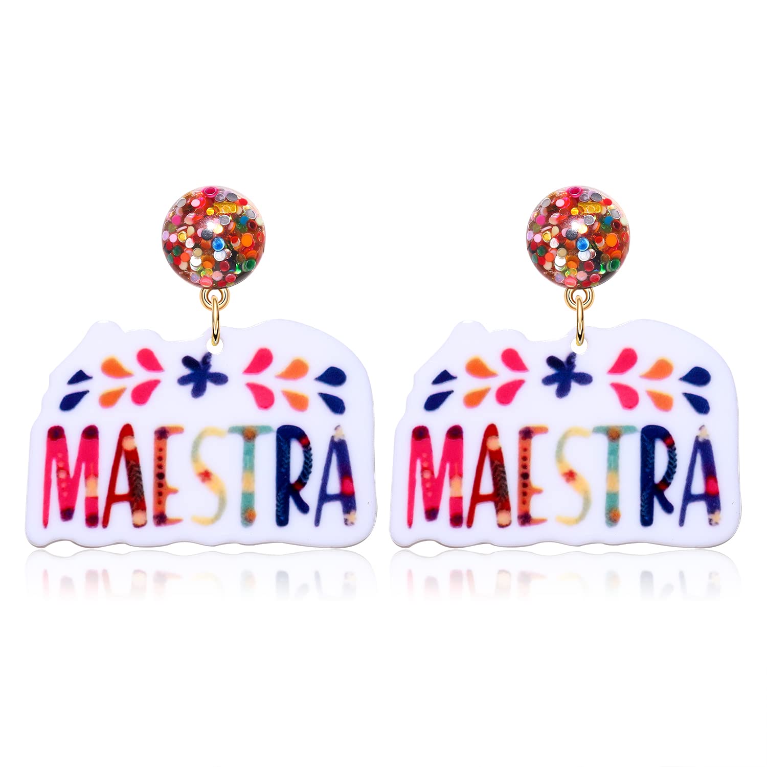Lightweight Acrylic MAESTRA Drop Dangle Earrings for Women - Hypoallergenic Spanish Bilingual Teacher Jewelry - Funny Teacher Appreciation Gift - Perfect for Back to School, Classroom Wear & Educator Gifts