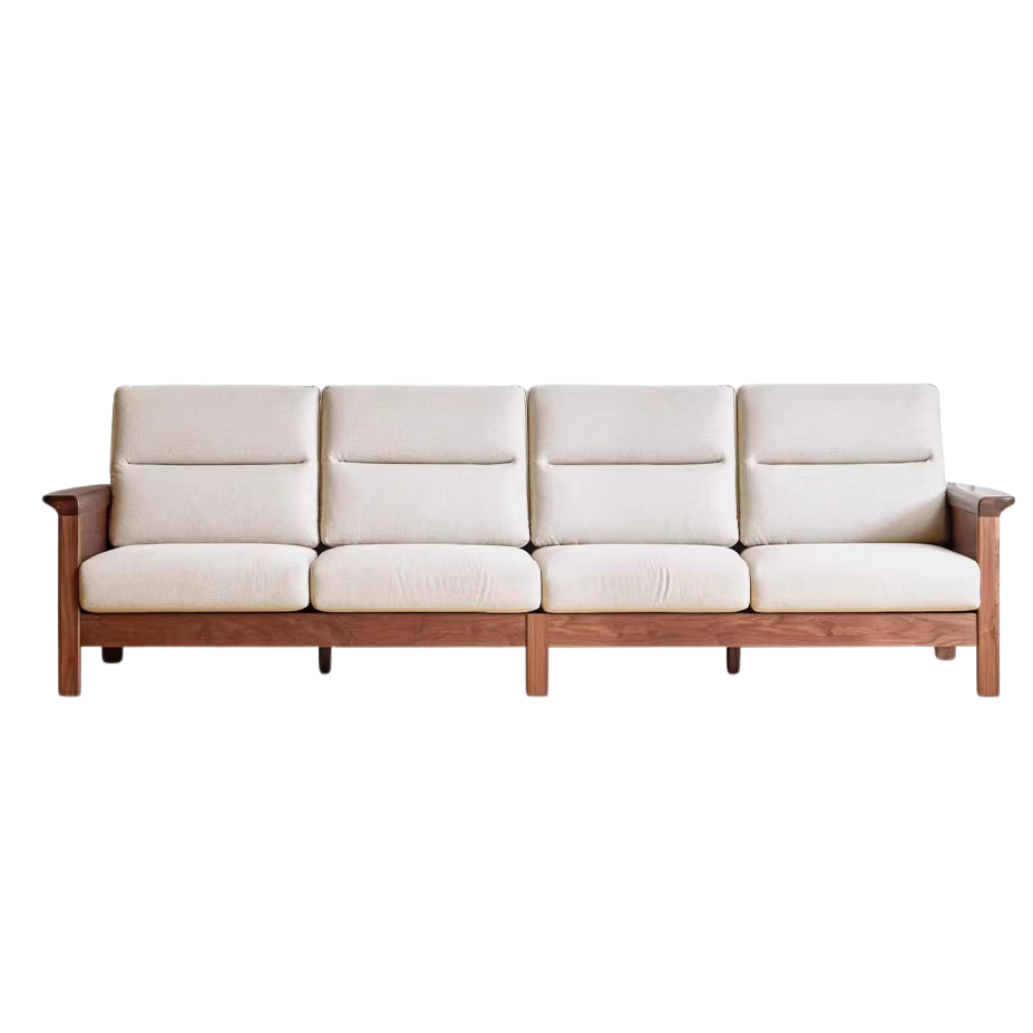 Premium Black Walnut Solid Wood Upholstered Fabric Sofa - Modern Living Room Furniture for Home & Office Comfort