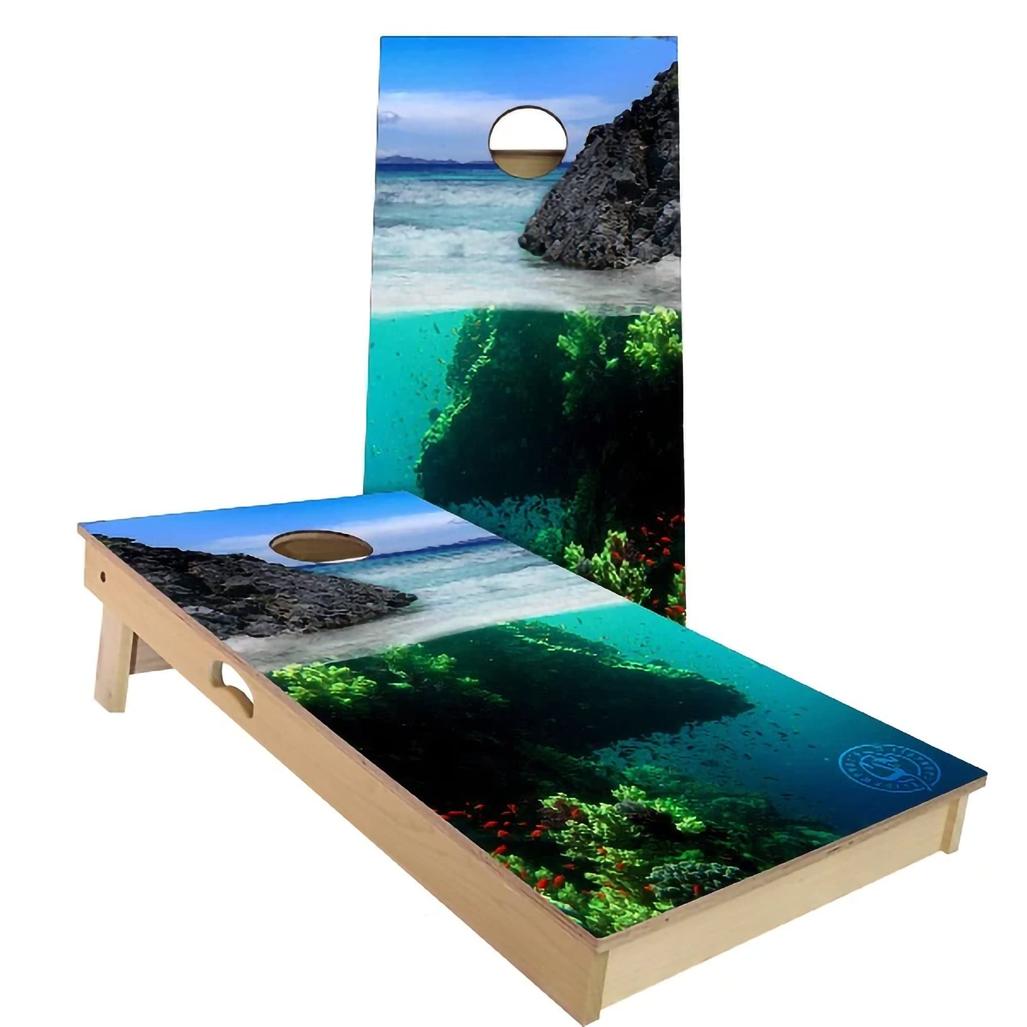 Skip's Garage Ocean Reef Cornhole Board Set - Premium 2 Boards & 8 Bags - Custom Size & Accessories - Perfect for Backyard Parties, Beach Games & Tailgating Events