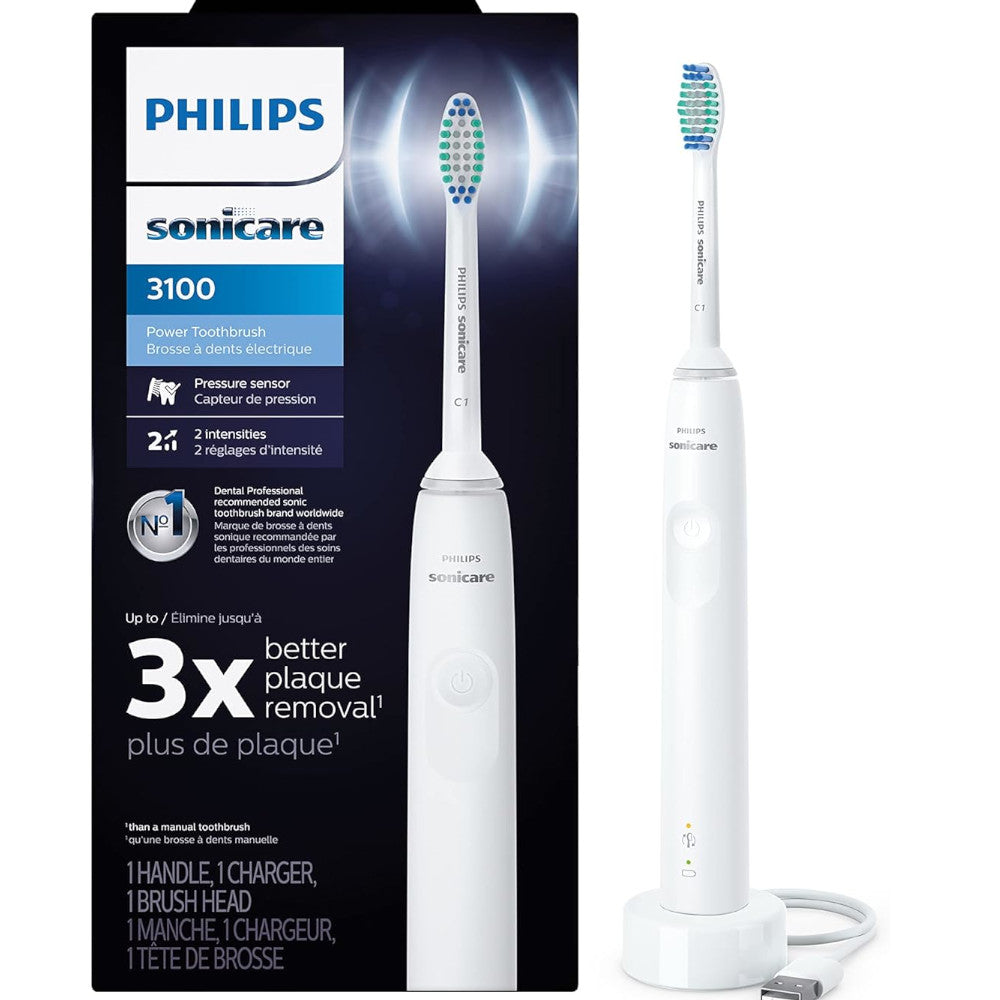 PHILIPS HX3681/03 Sonicare 3100 Series Rechargeable Electric Toothbrush with Pressure Sensor - Whitening & Gum Care for Home & Travel Use