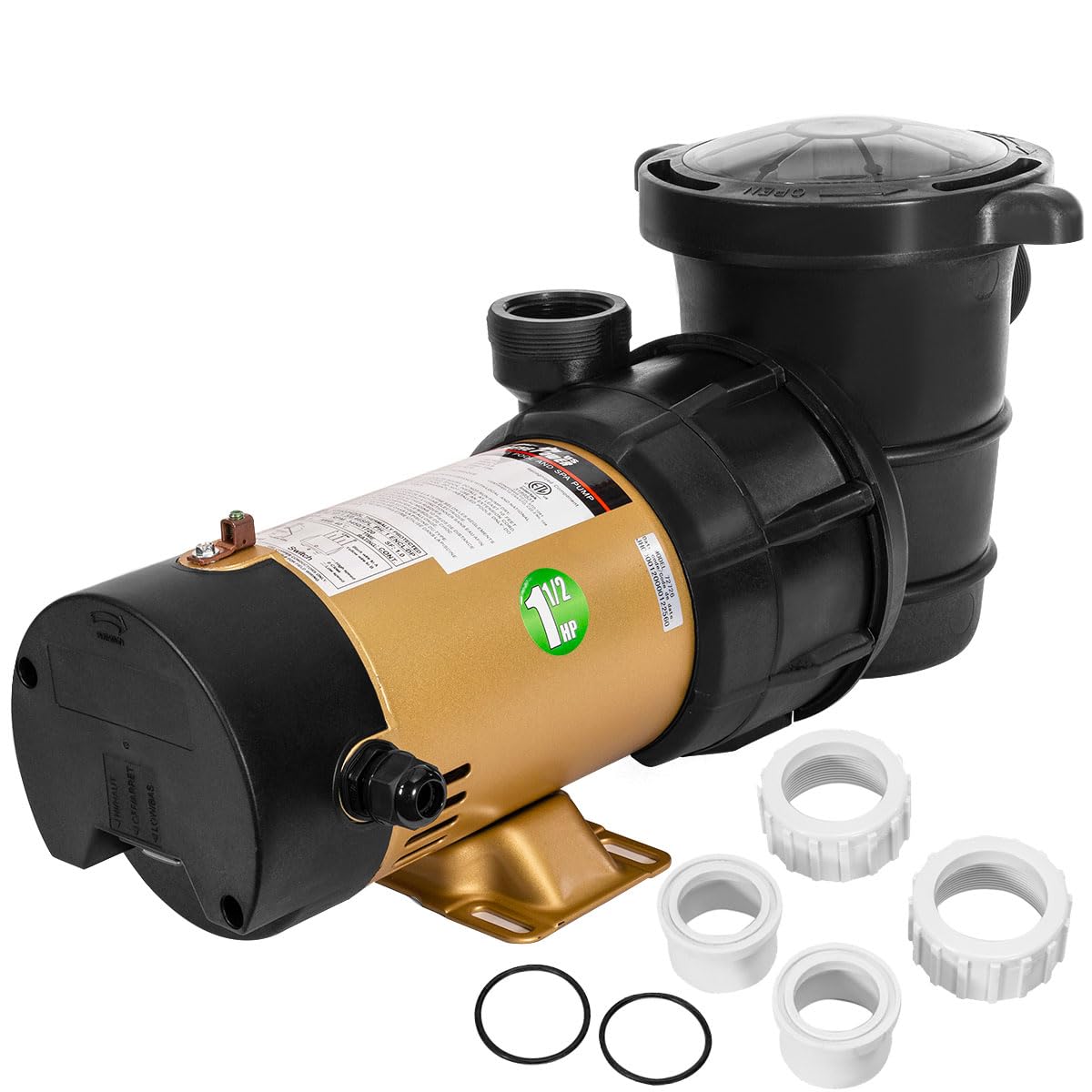 XtremepowerUS 1.5 HP 2-Speed Variable Swimming Pool Pump - High Flow Above Ground Pool Pump with Large Strainer & Slip-On Fitting Set | Perfect for Inground & Above Ground Pools, Water Circulation, Filtration & Maintenance