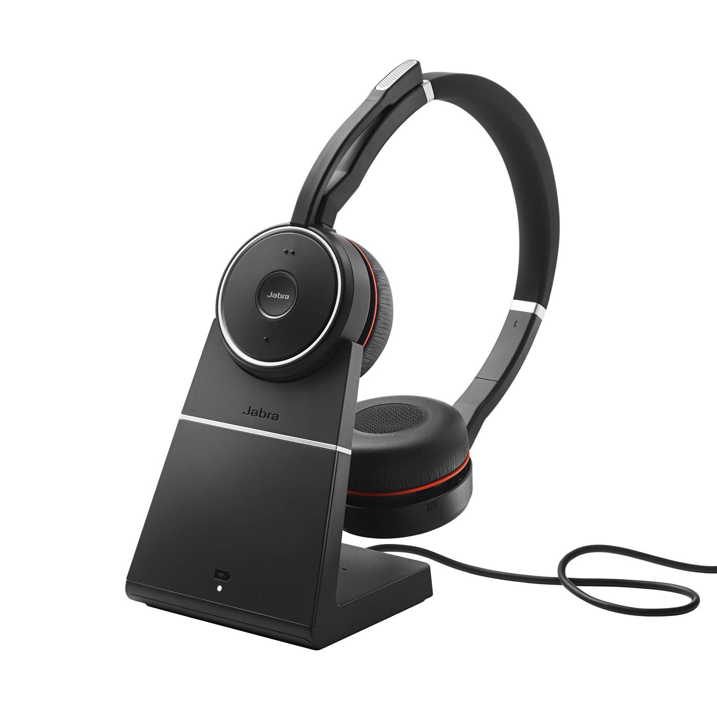 Jabra Evolve 75 UC Wireless Bluetooth Headset with Active Noise Cancelling Mic - Stereo Sound, All-Day Battery, USB Adapter & Charging Stand Included - Perfect for Remote Work, Online Meetings & Office Calls