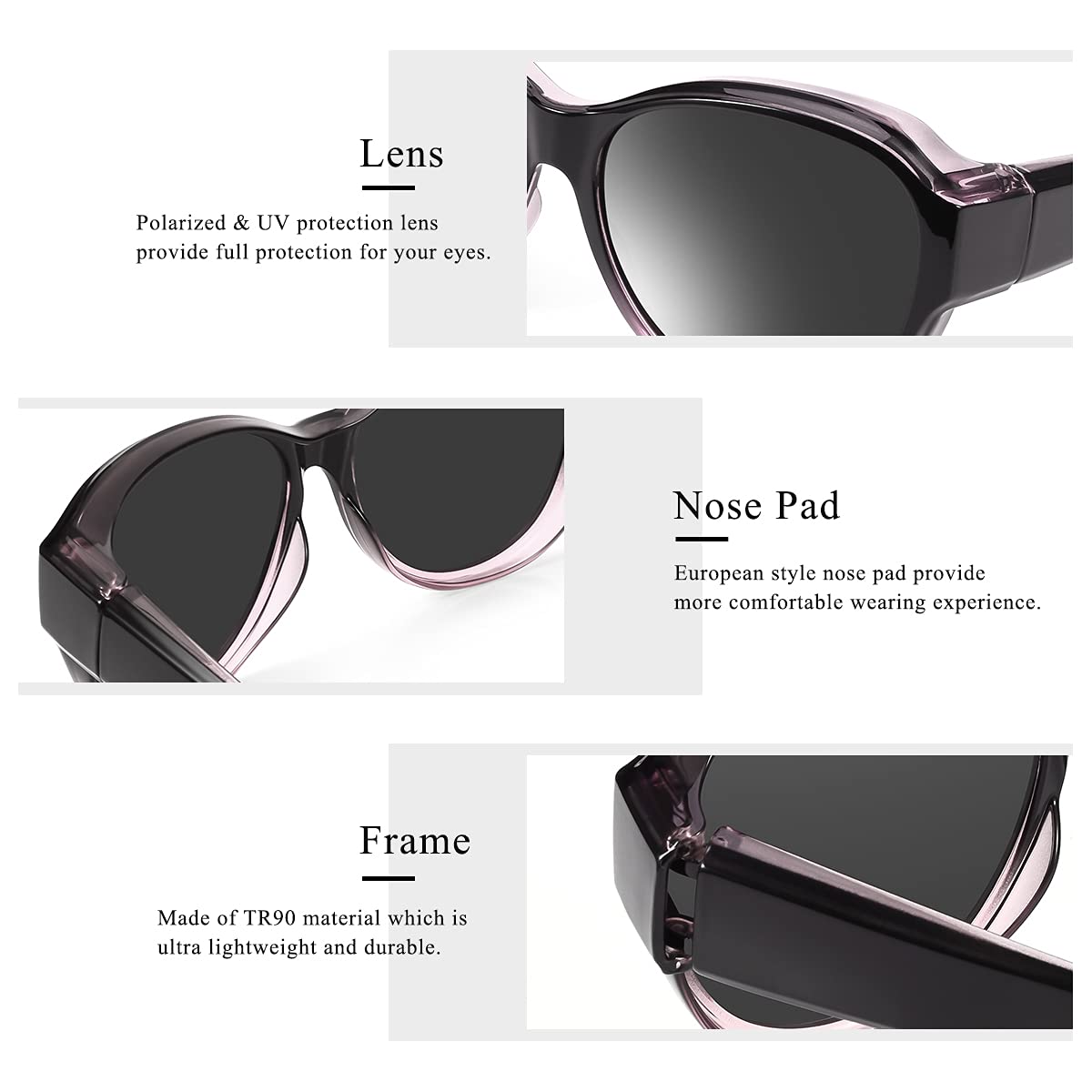 Oversized Fit Over Sunglasses for Women & Men - Polarized Lenses with 100% UV Protection - Perfect for Driving, Outdoor Sports & Everyday Wear