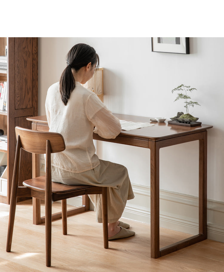 Premium Black Walnut Solid Wood Writing Desk - Handcrafted Home Office Desk for Study & Work - Elegant Modern Design for Professionals & Students