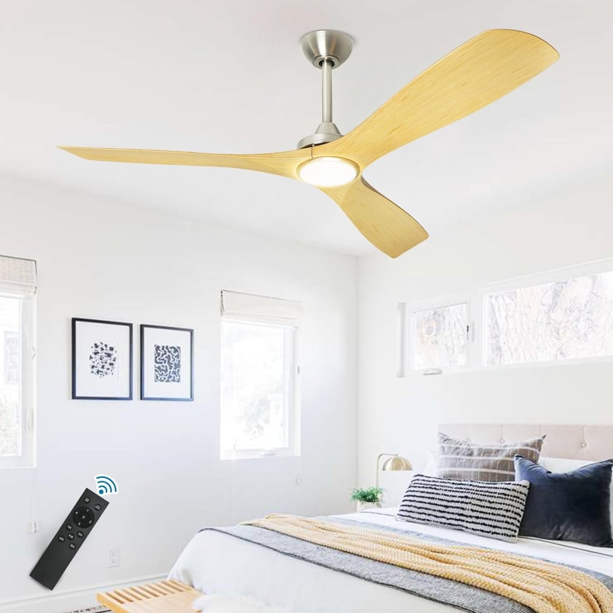 Depuley 52 Inch Modern Ceiling Fan with LED Lights & Remote Control - Quiet Reversible DC Motor, 3 Color Temperature Options, Timer Function - Perfect for Kitchen, Patio, Farmhouse & Covered Outdoor Spaces