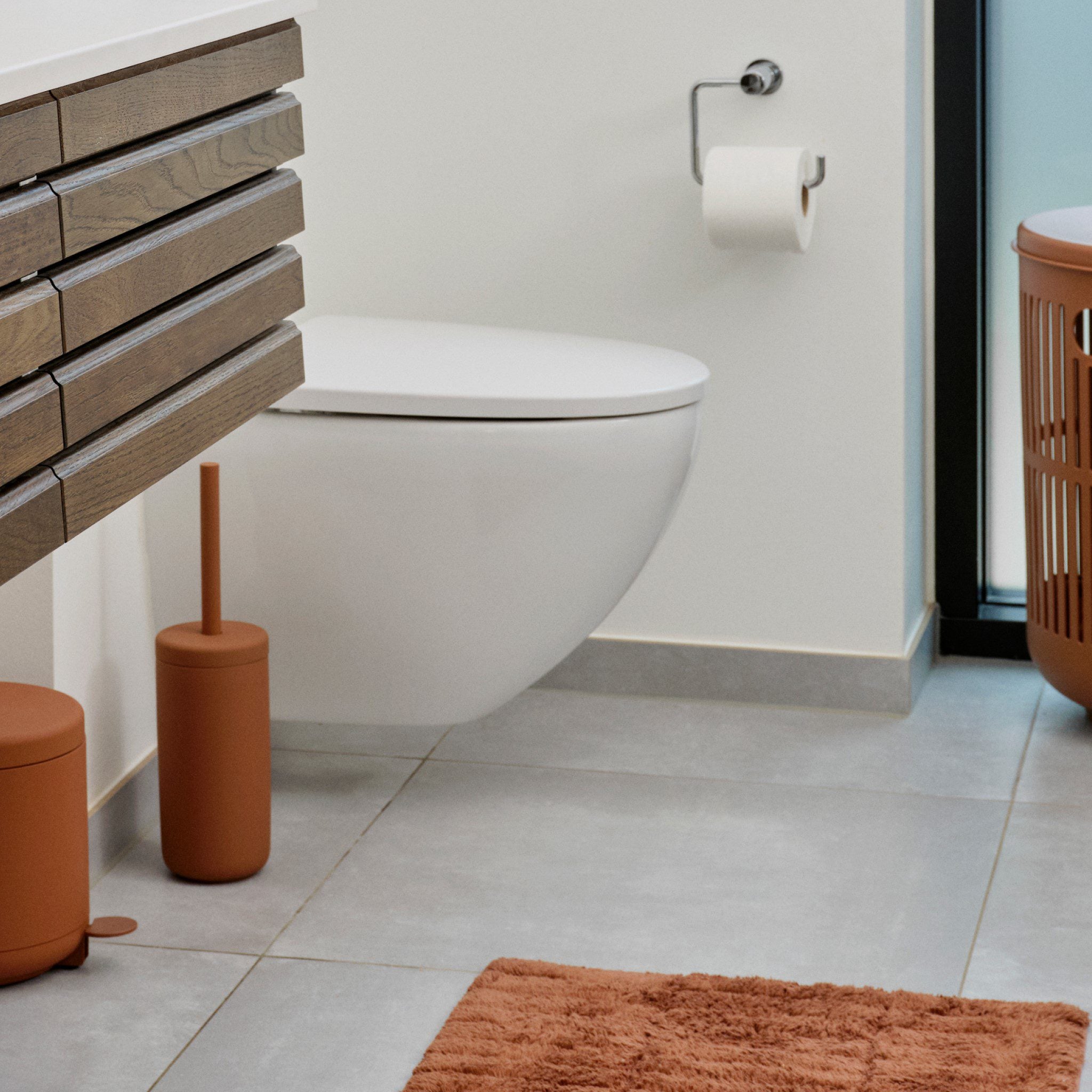 ZONE DENMARK Ume Toilet Brush - Eco-Friendly Terracotta Bathroom Cleaning Tool for Modern Homes | Perfect for Small Bathrooms & Hygienic Cleaning