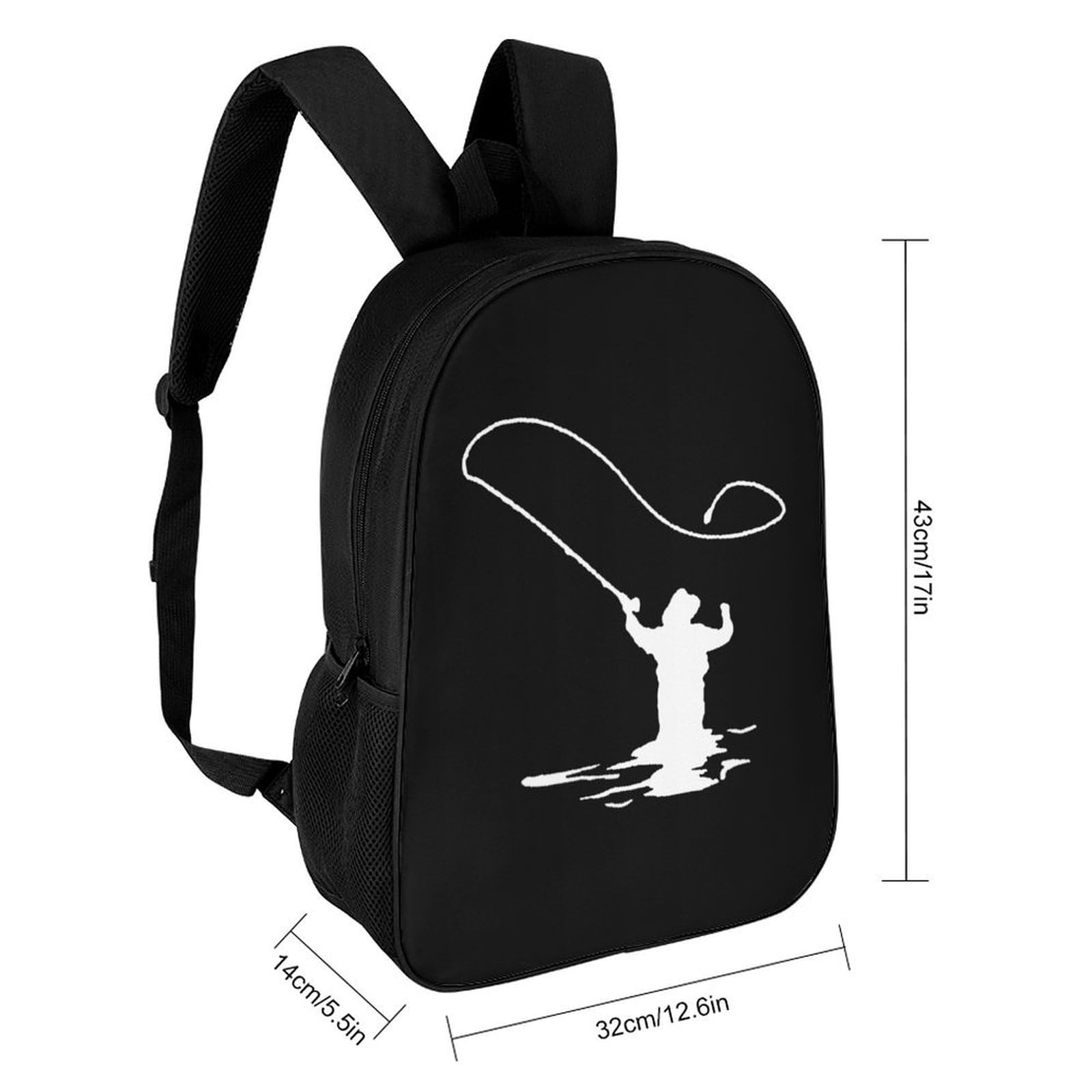 IOEDTHBJ 17 Inch 3D Printed Fly Fishing Backpack - Waterproof Laptop Bag for Men & Women, School & Travel Computer Backpack - Perfect for Outdoor Adventures, College & Daily Commute