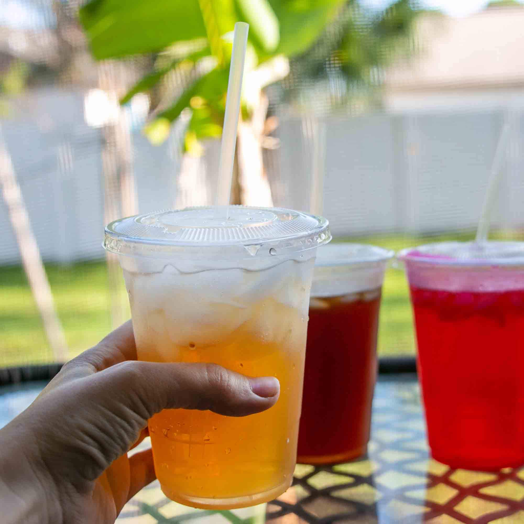 SafeWare Disposable 16oz Clear Plastic Cups with Flat Lids & Straws - 400 Sets (4 Boxes of 100) - Perfect for Parties, Picnics, BBQs, and Outdoor Events