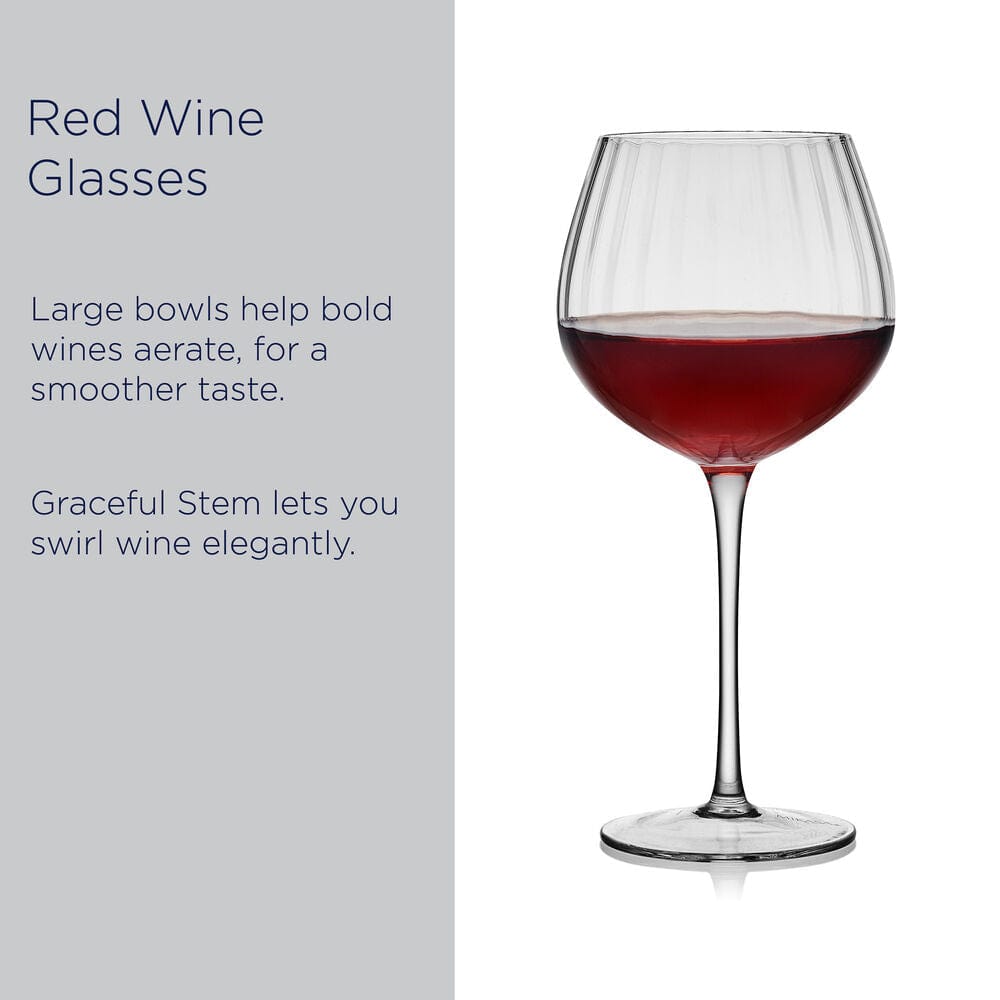 Premium Set of 4 Crystal Clear Red Wine Glasses - Elegant Stemware for Cabernet, Merlot & Pinot Noir - Perfect for Dinner Parties, Romantic Dates & Wine Tasting Events