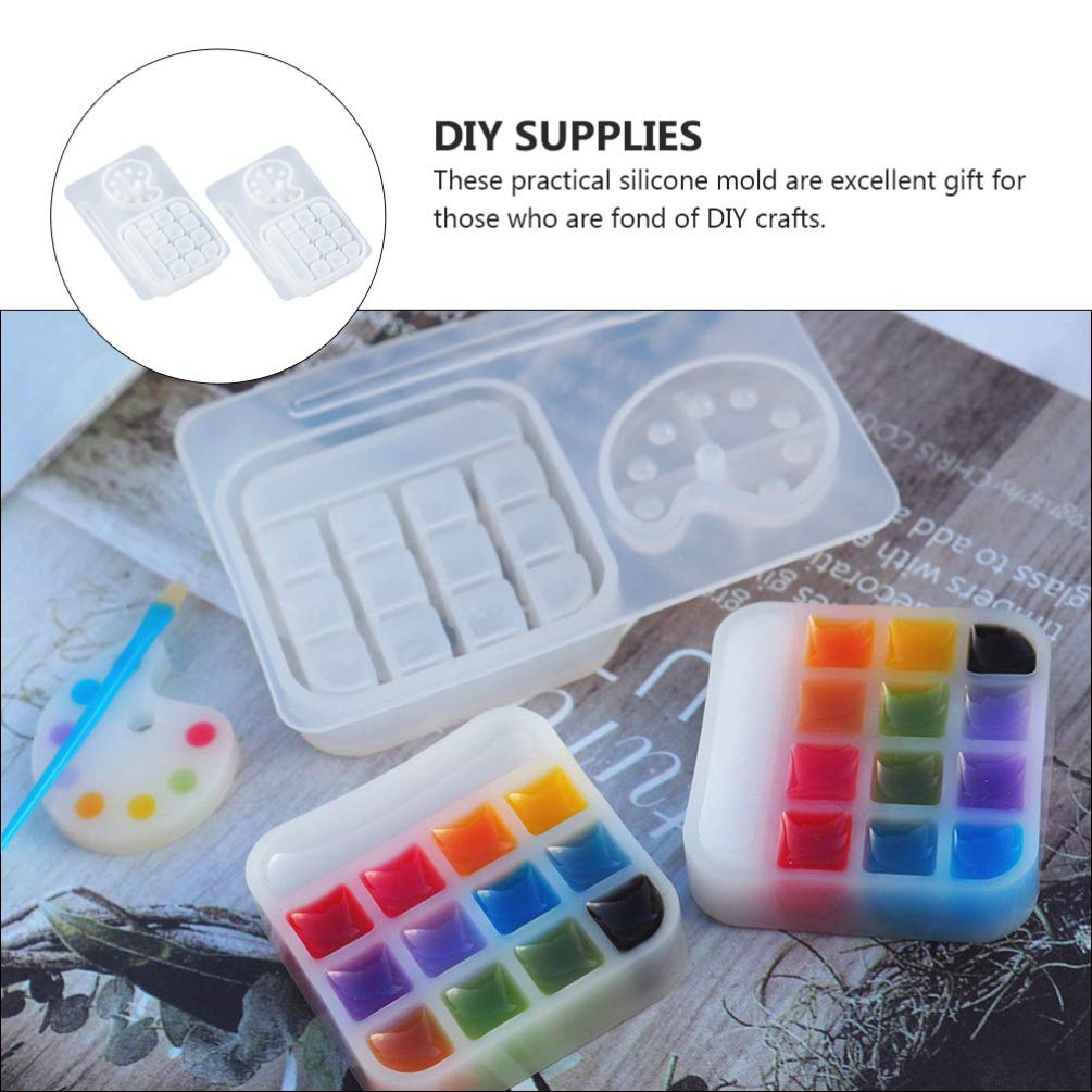 EXCEART 2-Piece Box Palette Stencil Epoxy Resin Casting Mold - Silicone Molds for Lipstick Holder, Eyeshadow Paint & White Eye Shadow - Perfect for DIY Resin Art, Makeup Organizers & Craft Projects