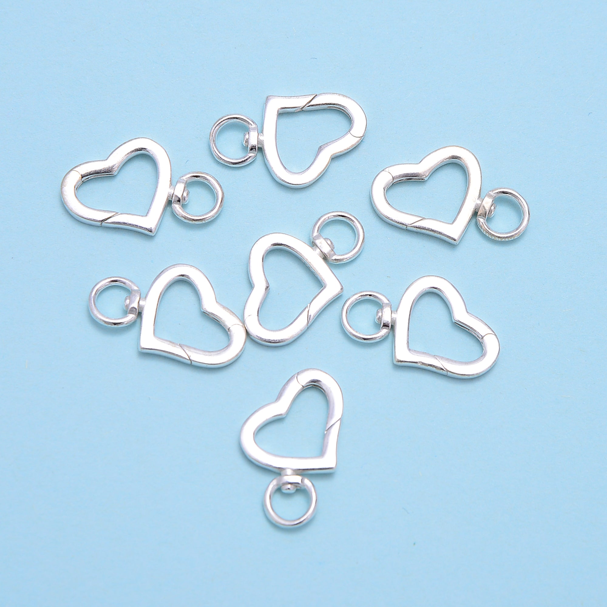 925 Sterling Silver Heart Clasp - 13x20mm (2 Pcs) - Jewelry Making Supplies for Necklaces, Bracelets & DIY Crafts