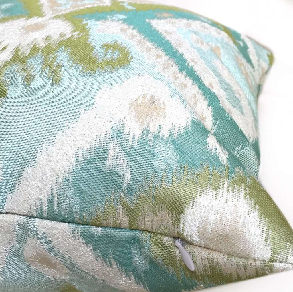 Southwest Style Ortega Ikat Aqua Green Blue Beige Pillow Cover - Premium Kravet Fabric - Perfect for Boho Chic, Farmhouse & Southwestern Home Decor