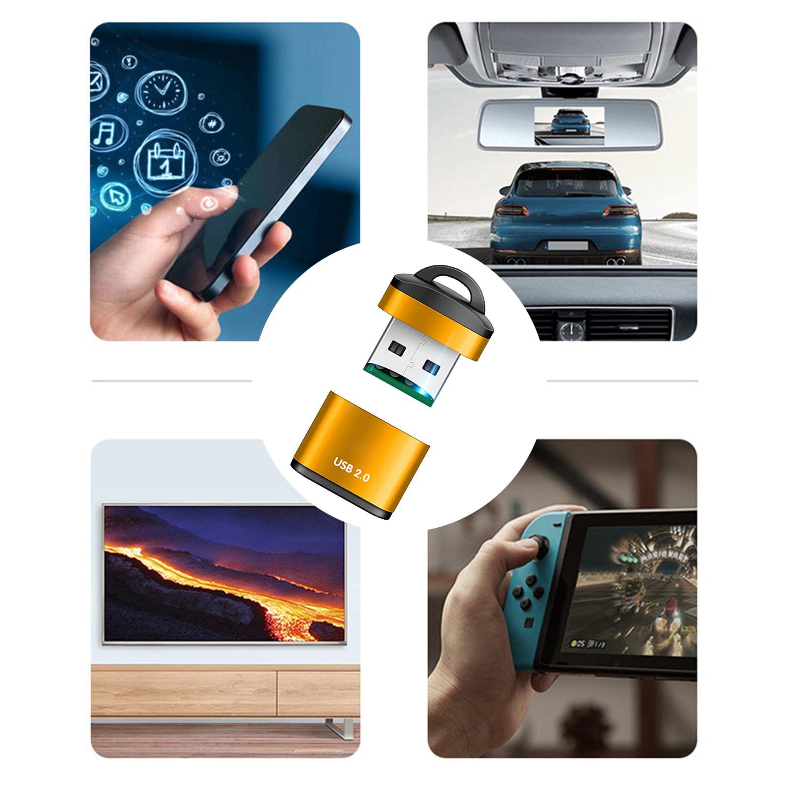 High-Speed USB 2.0 Card Reader - TF/Micro SD Memory Card Adapter for Computer, Laptop, Car, Speaker | Portable USB Flash Drive for Photos, Videos & Data Transfer | Perfect for Travel, Office & Home Use