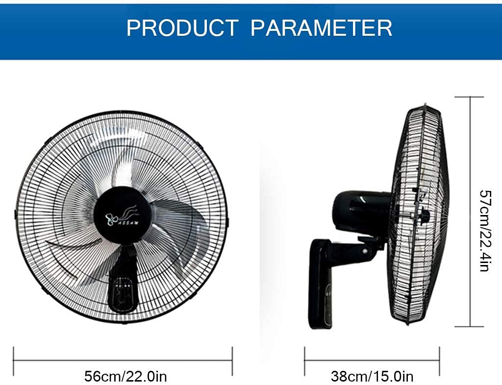 20 Inch Wall Mount Fan - High Power Commercial & Industrial Fan with 90° Oscillation, 3 Speed Settings & Adjustable Tilt - Black Mechanical Fan for Warehouse, Workshop, Garage & Office Cooling