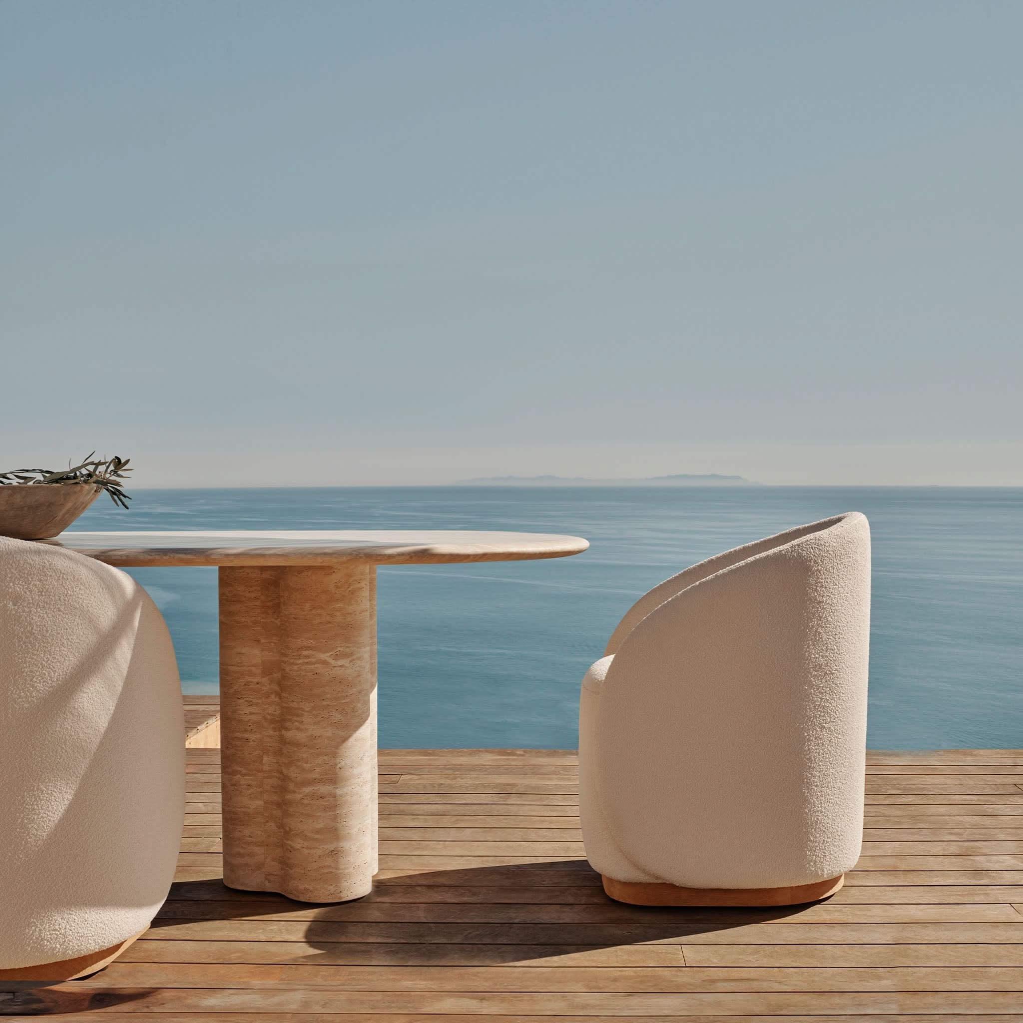 Porto Travertine Pedestal Dining Table 108