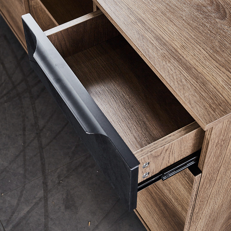 AFTAN BLACK HAWK Limited Edition Executive Desk with Pedestal & Right Mobile Return - 180cm Warm Oak & Black Finish - Perfect for Home Office & Professional Workspaces
