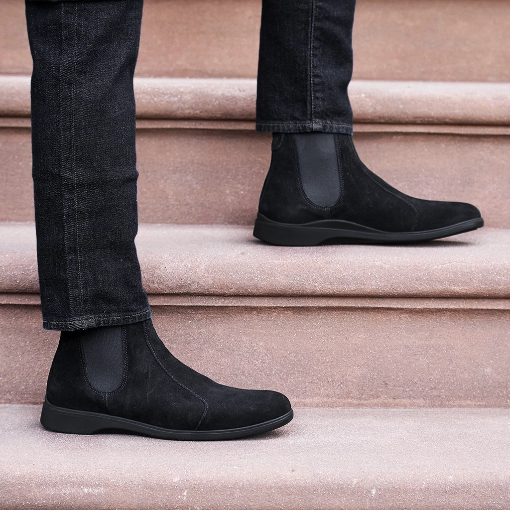 The Chelsea Boots for Men - Classic Mid-Calf Leather Boots in Midnight Black | Perfect for Casual Wear, Office & Outdoor Adventures