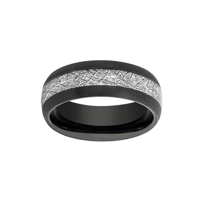 8mm Black Meteorite Tungsten Wedding Band for Men - Cosmic Space Inspired Engagement Ring, Unique Anniversary Gift for Him with Comfort Fit Sizing - Perfect for Weddings, Proposals & Special Occasions