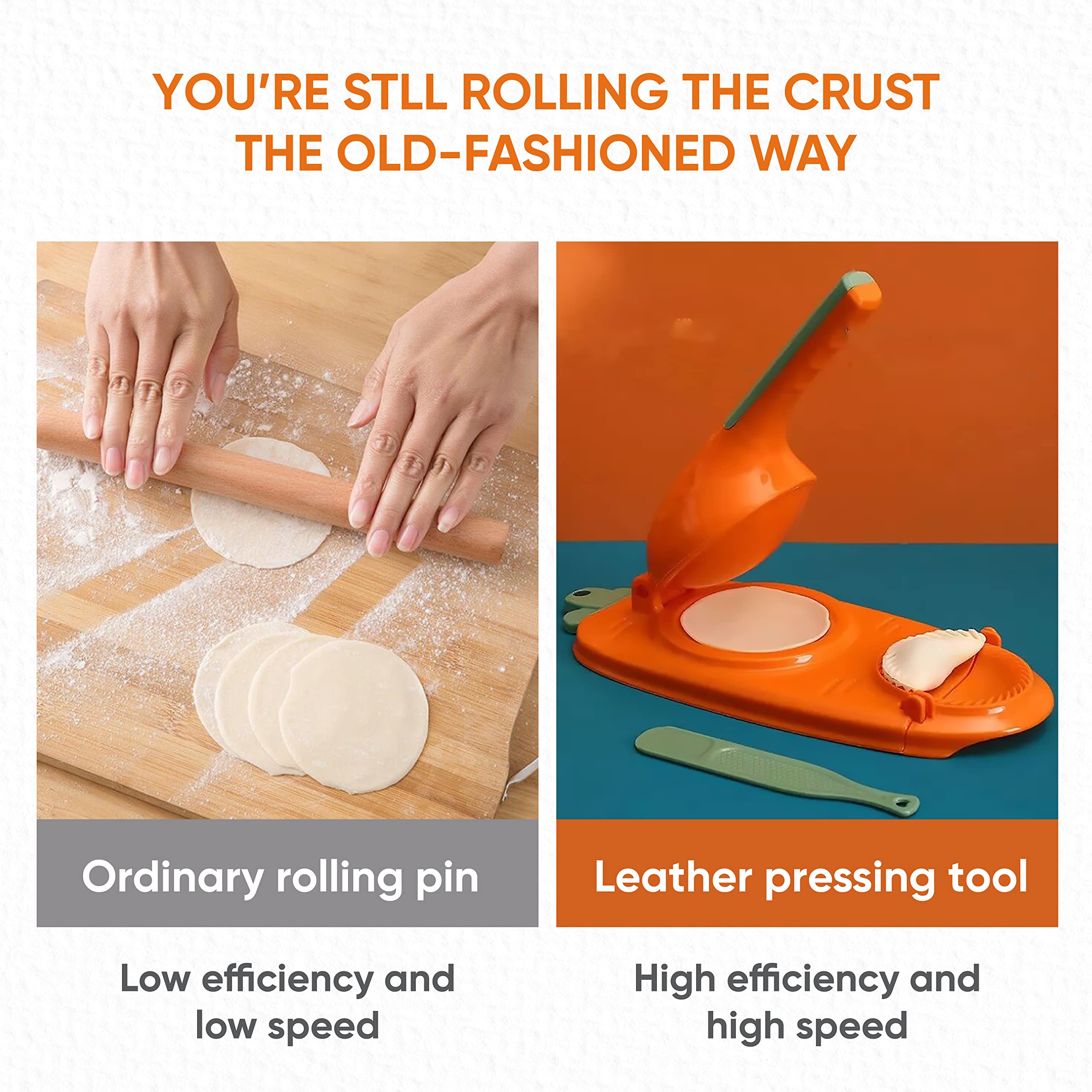 2-Pack 2-in-1 Dumpling Maker Press & Empanada Maker - Multifunctional Manual Dumpling Skin Press Mold Set for Homemade Gyoza, Pierogi, Wontons (Orange & Green) - Perfect for Asian Cooking, Family Meal Prep & Party Snack Making