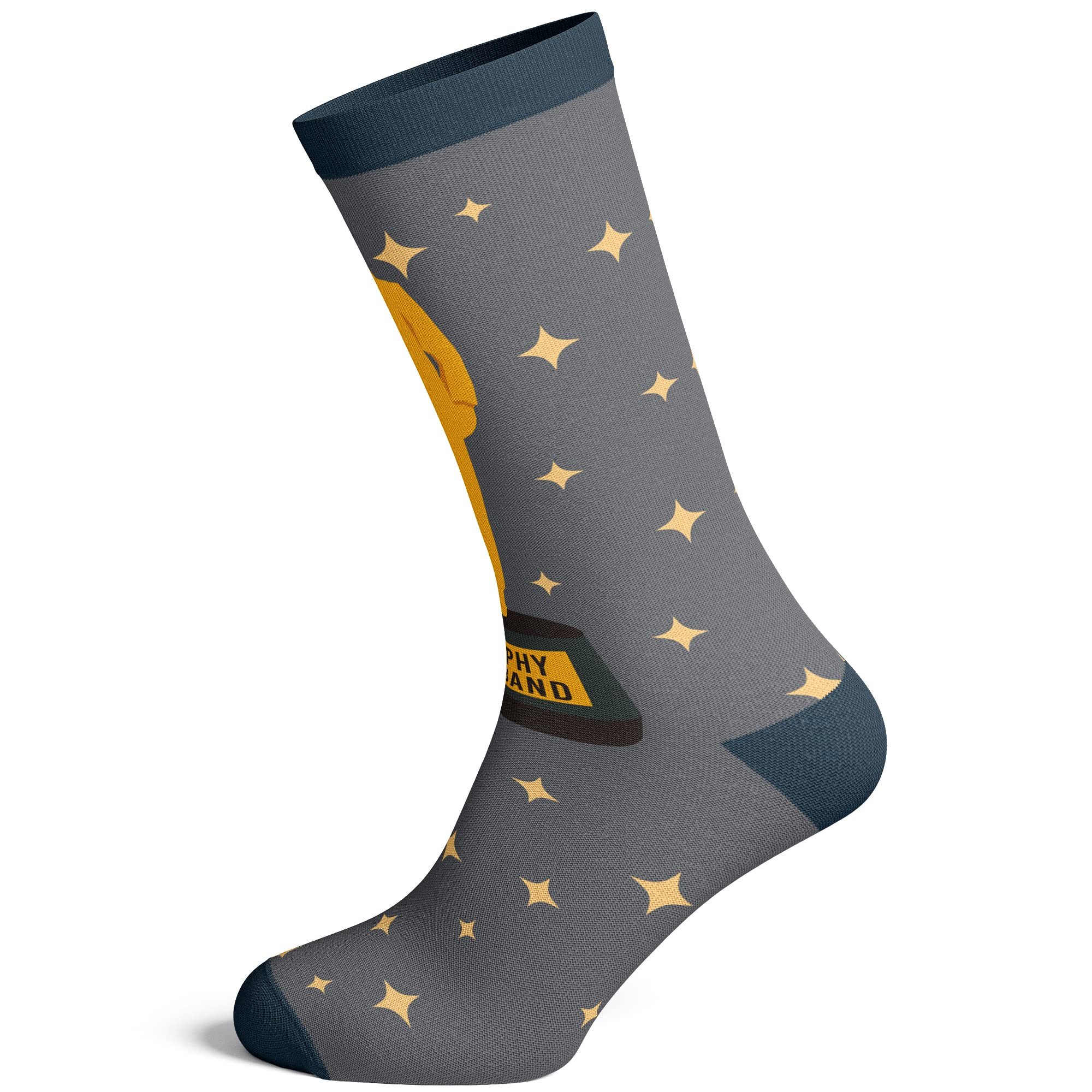 Funny Crazy Dog T-Shirts for Men | Trophy Husband Socks with Best Hubby Award Design | Sparkling Gold Footwear for Gifts & Casual Wear