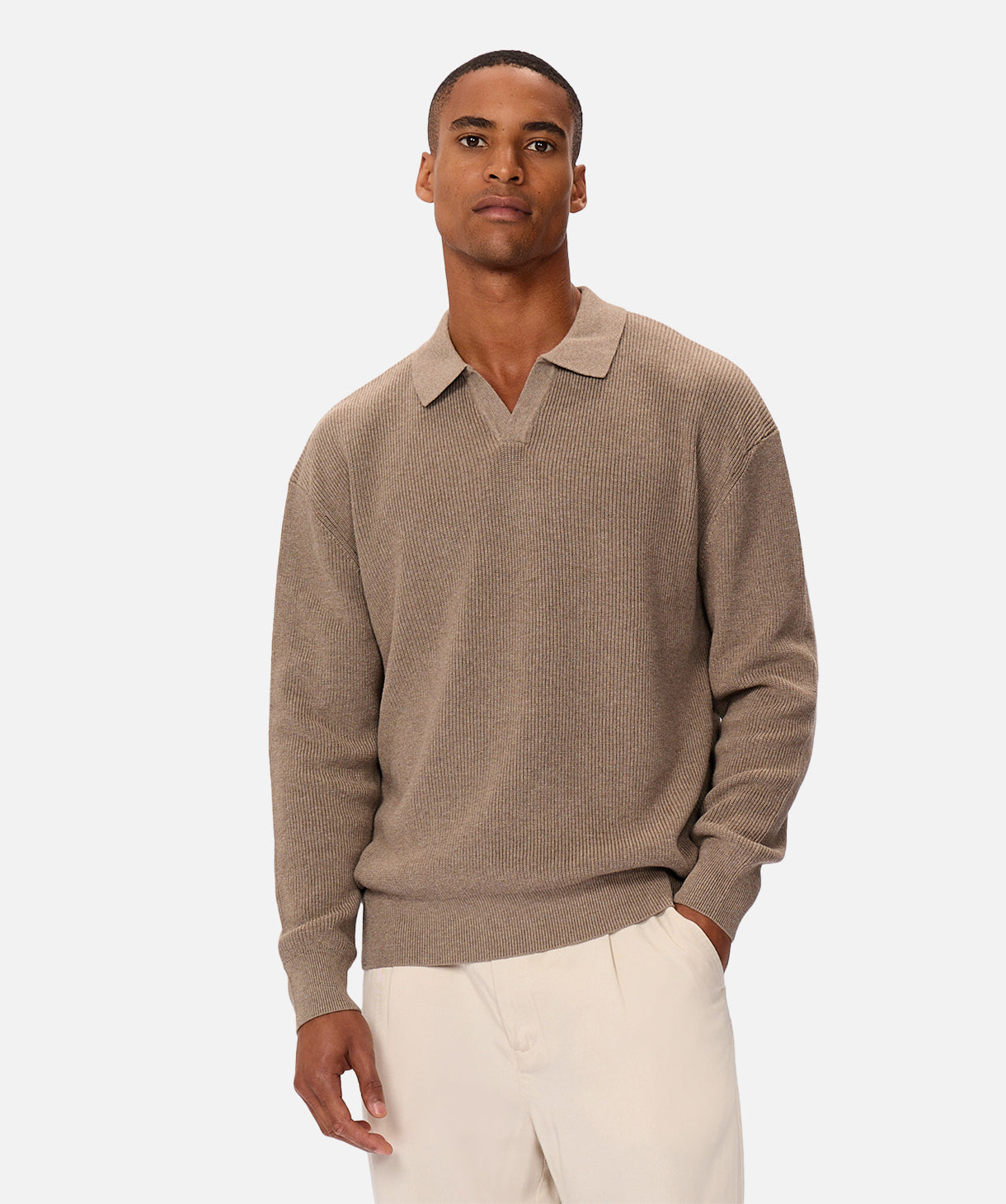 Premium New England Polo Knit Shirt for Men - Classic Walnut Brown Color - Perfect for Casual Wear, Office & Outdoor Activities