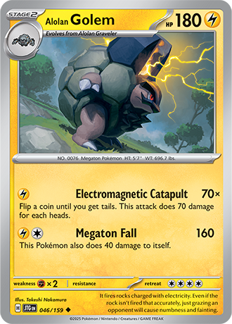 Alolan Golem 046/159 Pokemon TCG Card - Rare Collectible for Trading Card Game Battles & Pokemon Fans