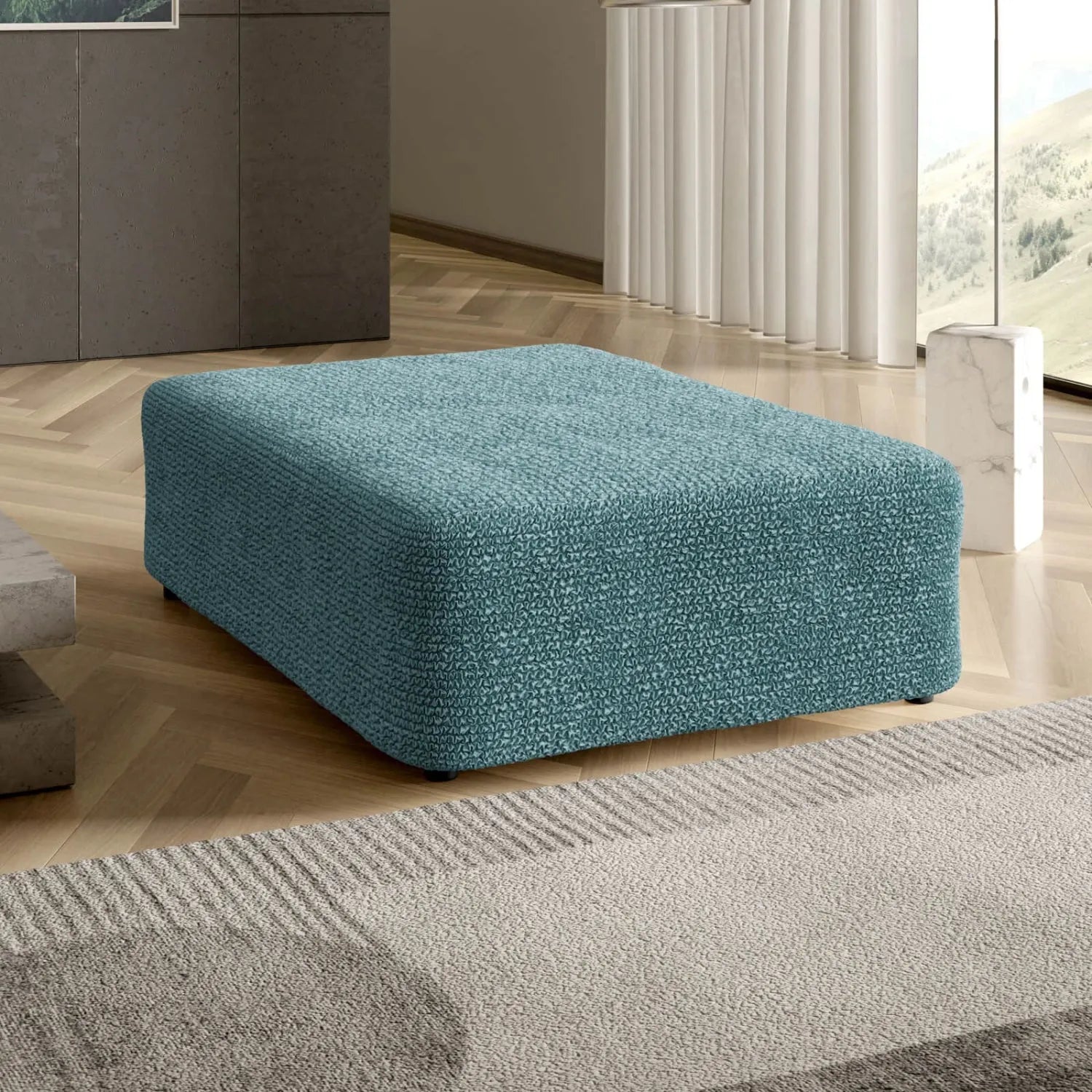 Large Ottoman Slipcover - Microfiber Collection for Living Room, Bedroom & Home Decor | Washable & Durable Furniture Cover
