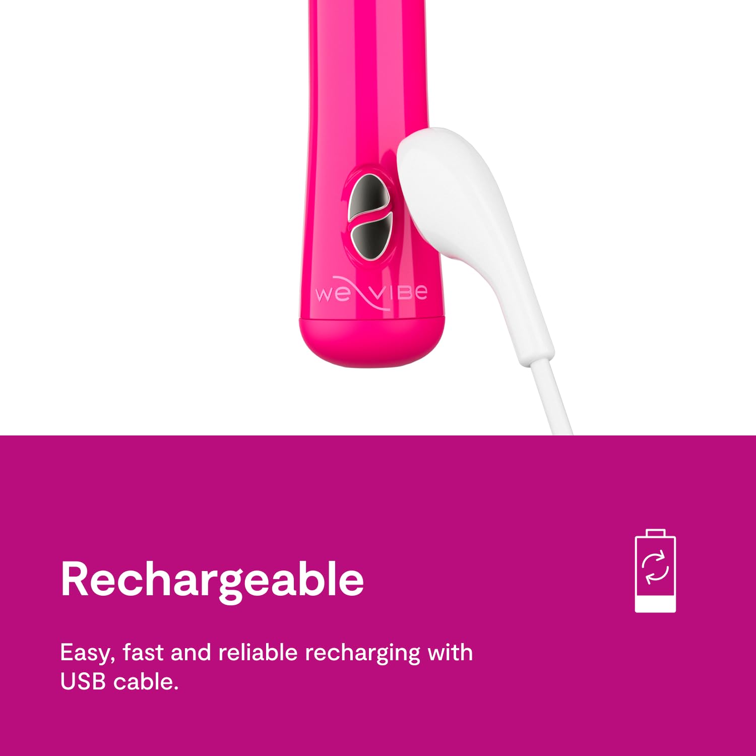 We-Vibe Tango Bullet Vibrator for Women - 8 Powerful Vibration Modes, Waterproof & Rechargeable Clitoral Stimulator - Perfect Couples Sex Toy for Bedroom Play, Travel & Romantic Nights (Pink)