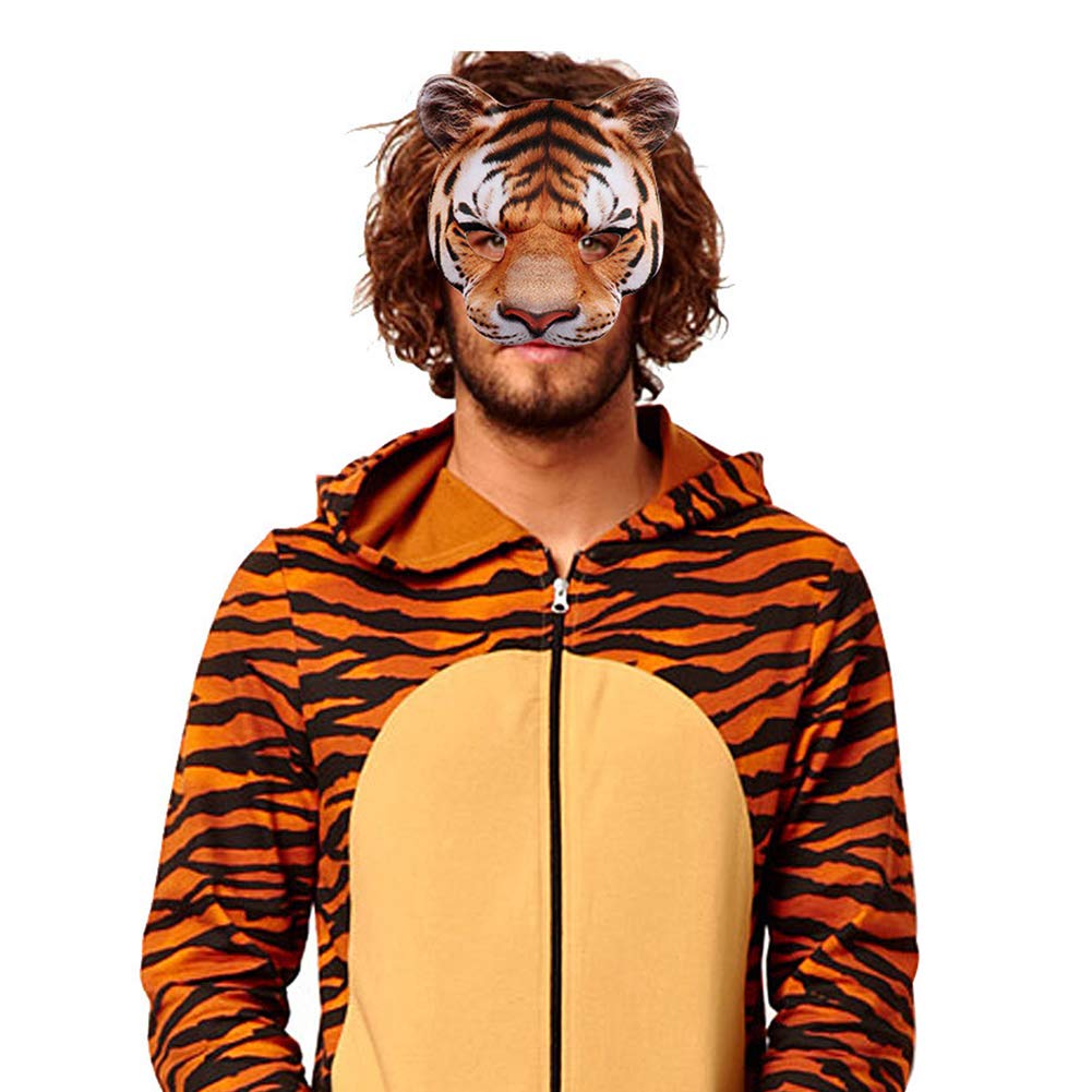 MANMAOHE Halloween Tiger Half Face Mask - Realistic Animal Costume Mask for Halloween, Carnival & Masquerade Parties | Perfect for Cosplay, Costume Events & Themed Celebrations