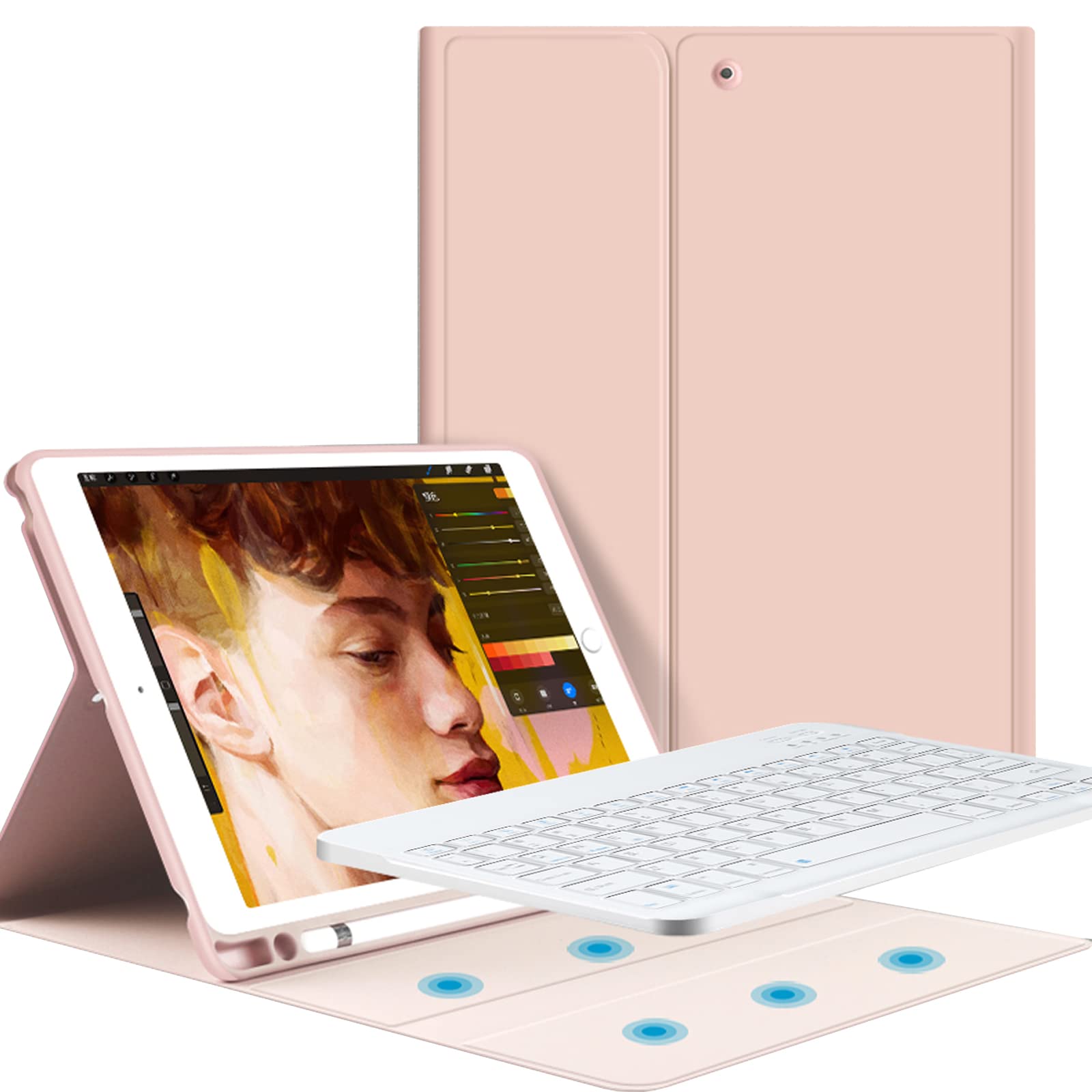 Wireless Detachable Keyboard Case for iPad Pro 11-inch (3rd Gen 2021, 2nd Gen 2020 & 1st Gen 2018) & iPad Air 4th Gen - Pink with Apple Pencil Holder | Perfect for Office Work, Online Classes & Travel Typing
