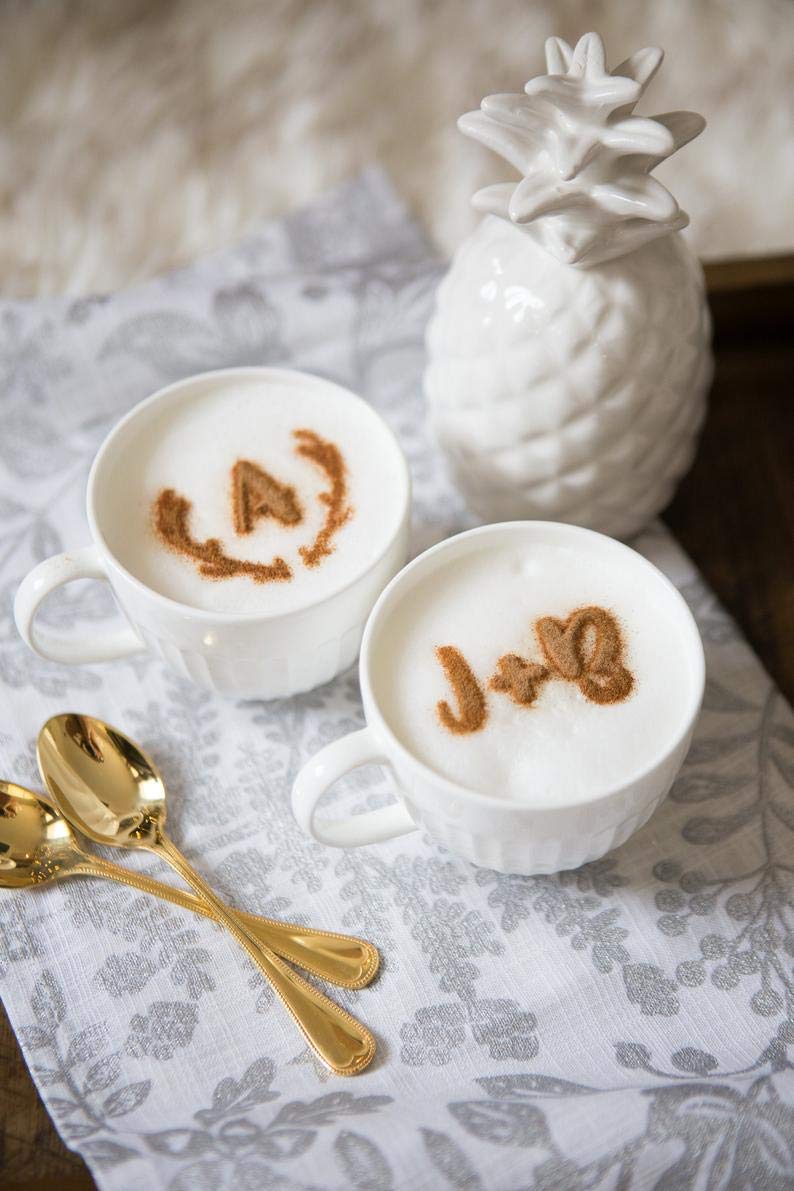 Custom Coffee Stencils for Latte Art - Perfect Gift for Coffee Lovers, Wedding Favors & Coffee Shop Decor - Cute Kitchen Accessories & Stocking Stuffers - Great for Home Brewing, Barista Training & DIY Coffee Decorations