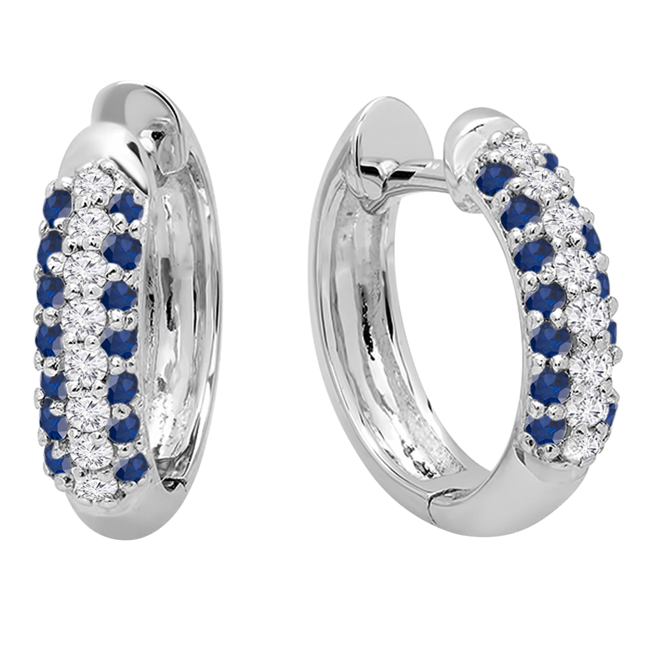 Dazzlingrock Collection 10K Solid White Gold Pave Set Huggies Hoop Earrings for Women | Perfect for Everyday Wear, Date Nights & Special Occasions