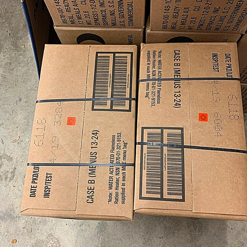 **Genuine US Military MRE Meals Ready to Eat - A & B Bundle Cases (2025-2026 Inspection) - Emergency Food Supply with Heater for Camping, Survival & Outdoor Adventures**